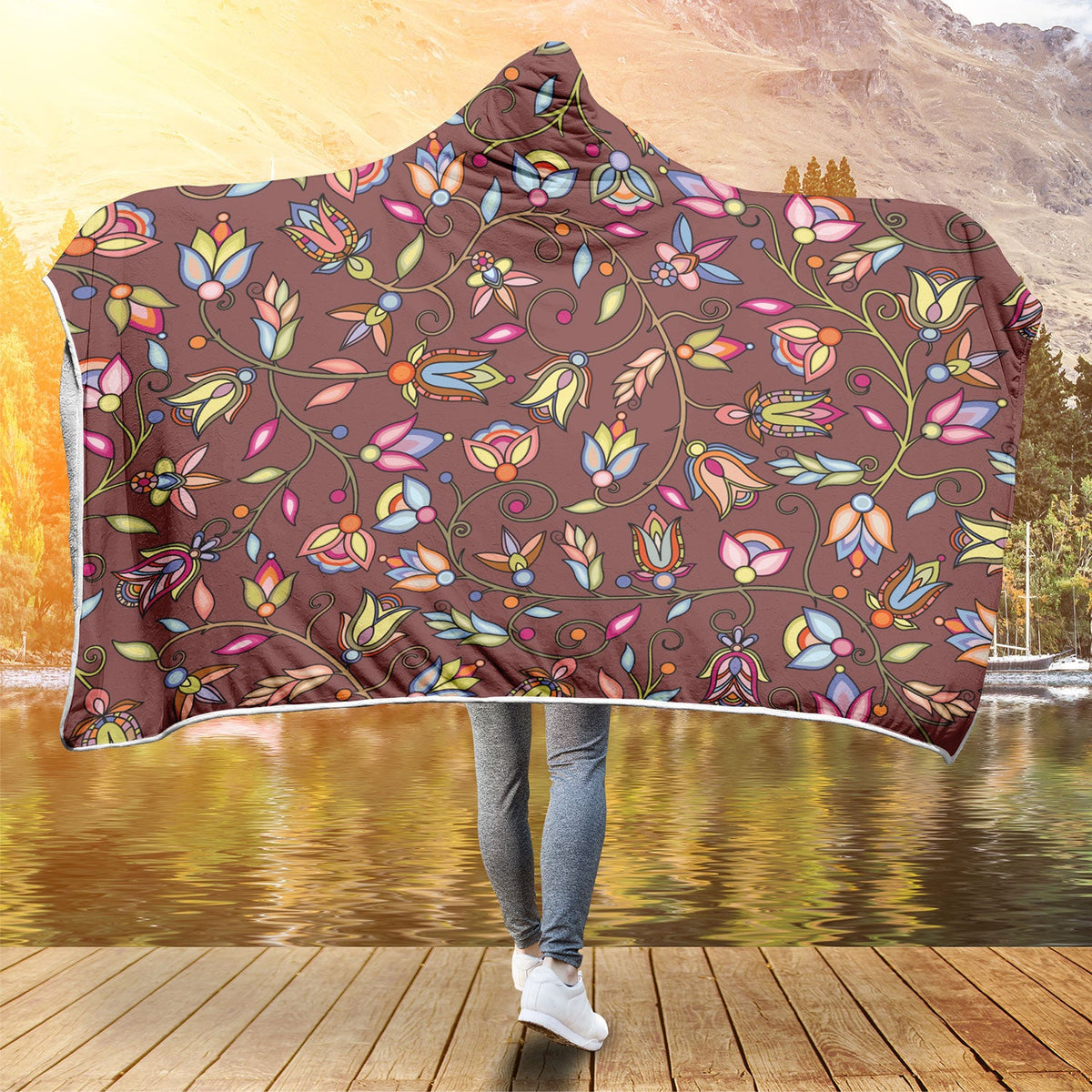 Buffalo Bloom Clay Hooded Blanket
