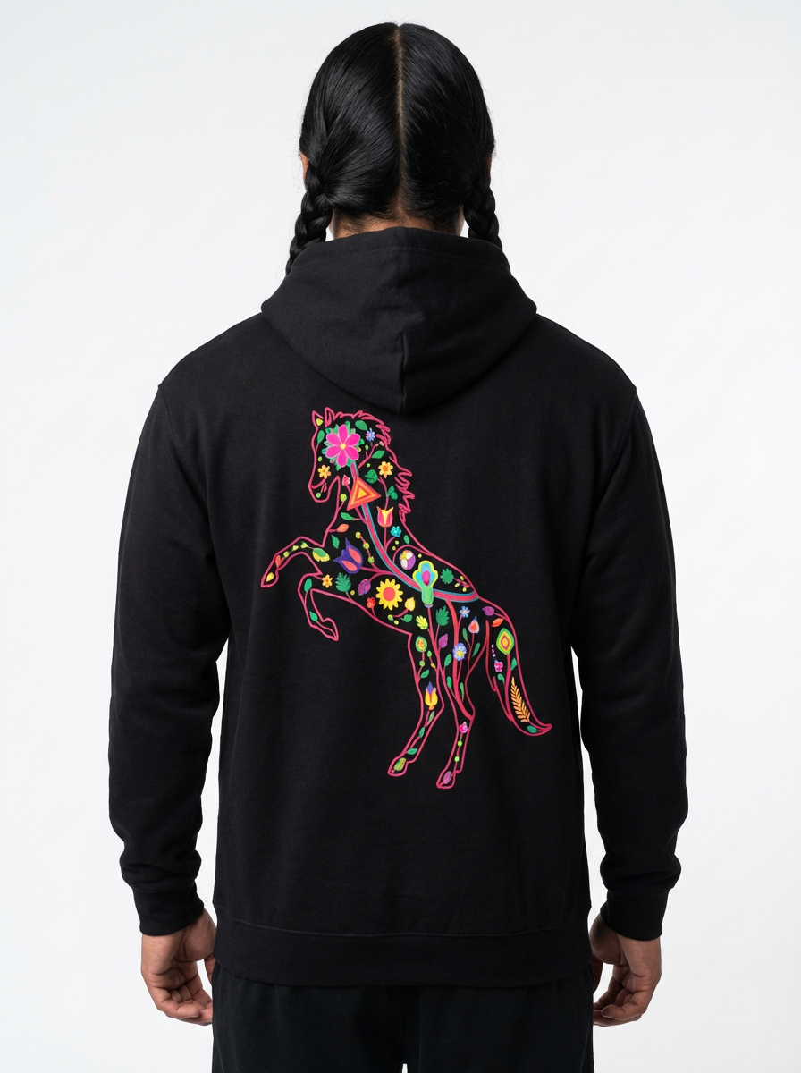 Floral Horse Pullover Hoodie