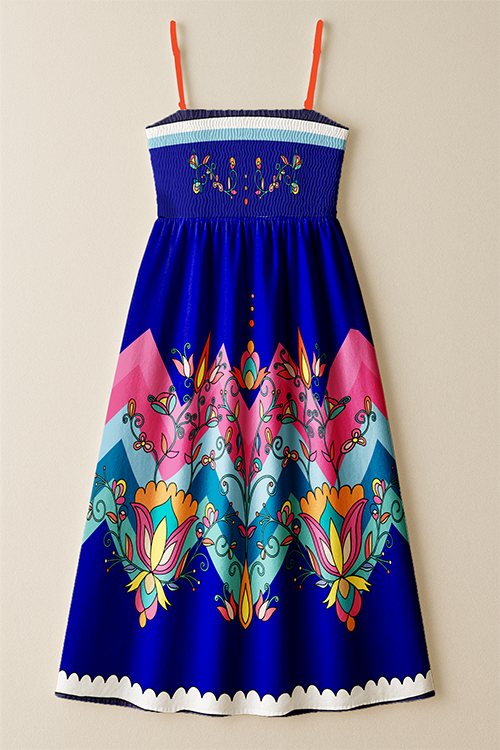 Thunder Mesa Petals Blue Smock Top Dress