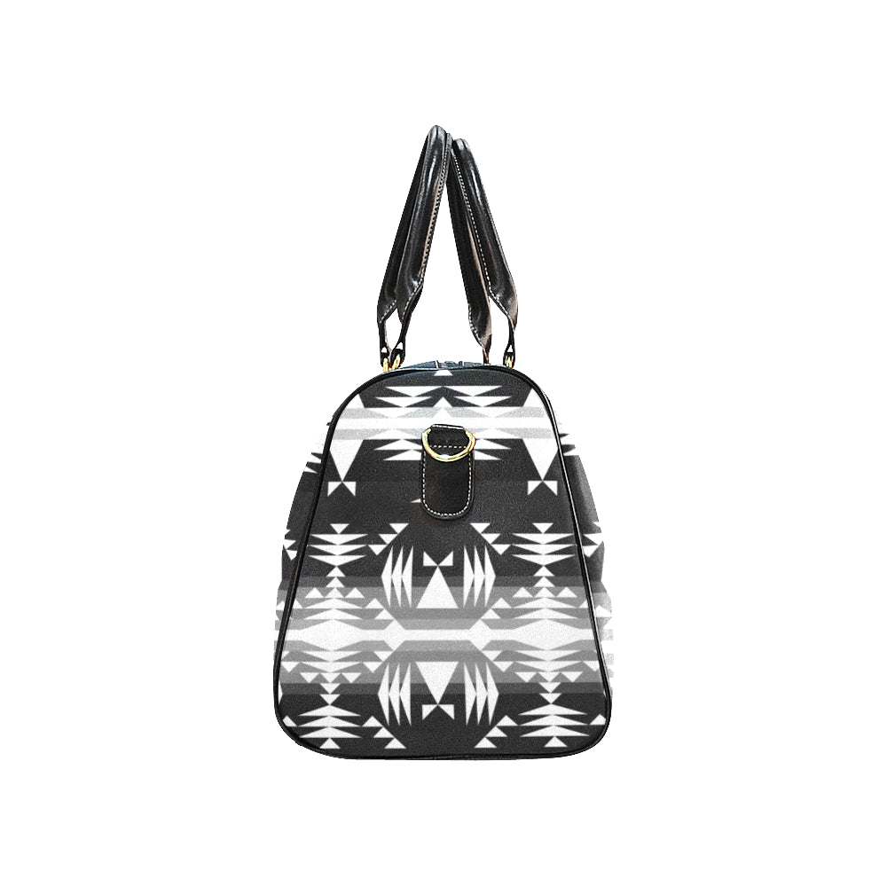 Between the Mountains Black and White New Waterproof Travel Bag/Large (Model 1639)