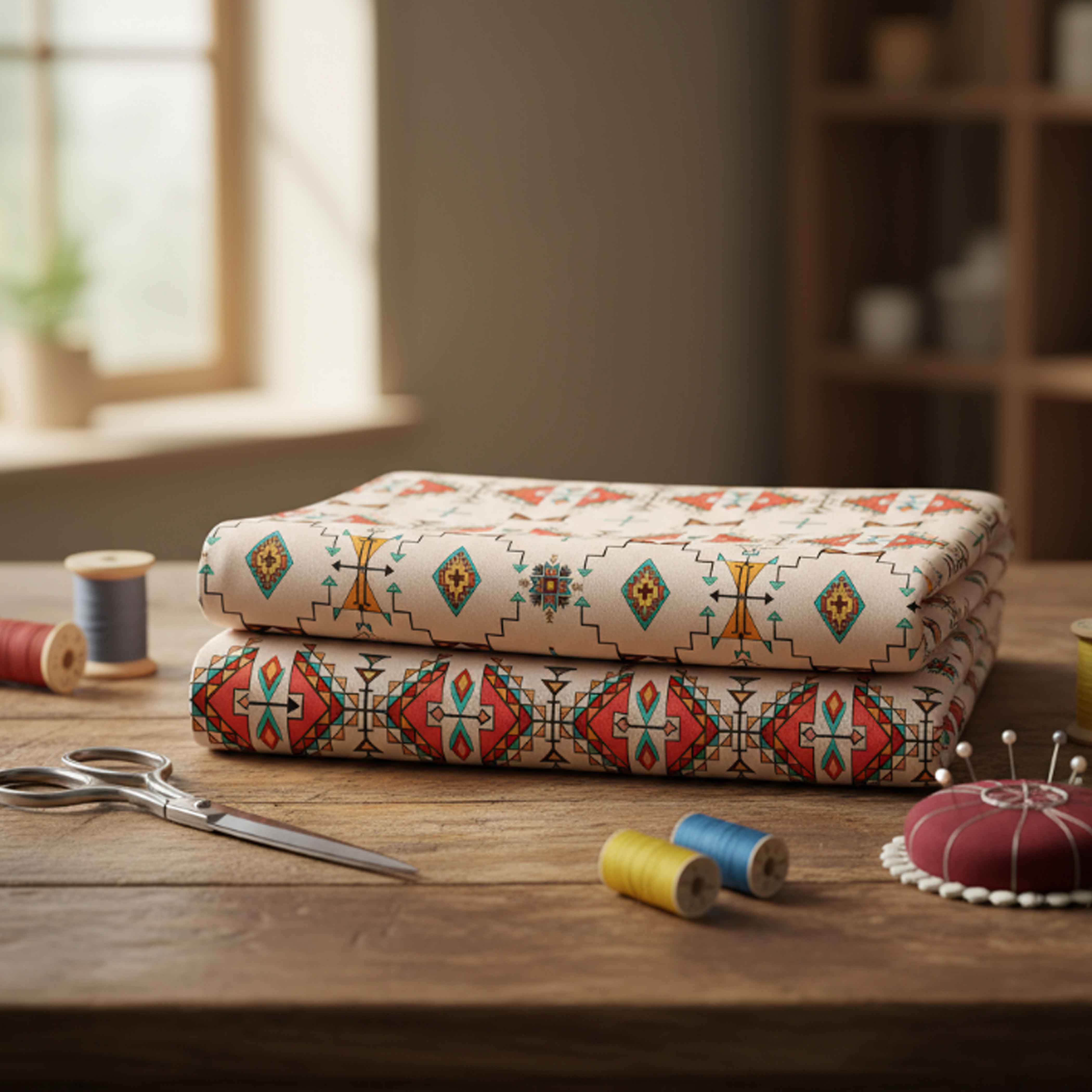 Thunder Flight Cream Cotton Poplin