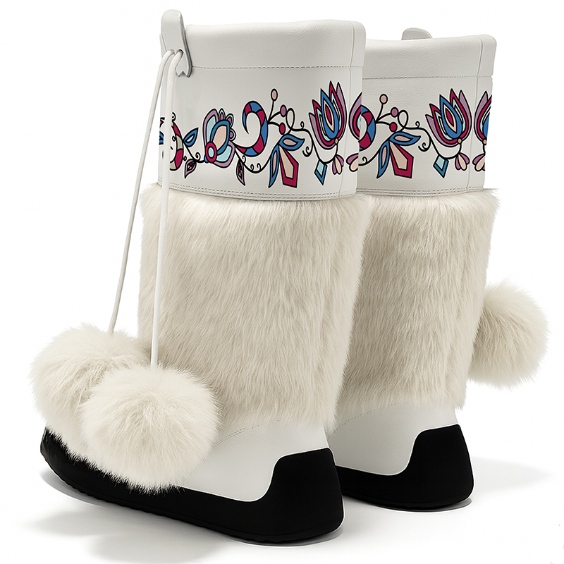 Northern Ember Real Leather MocLux Calf with Fur