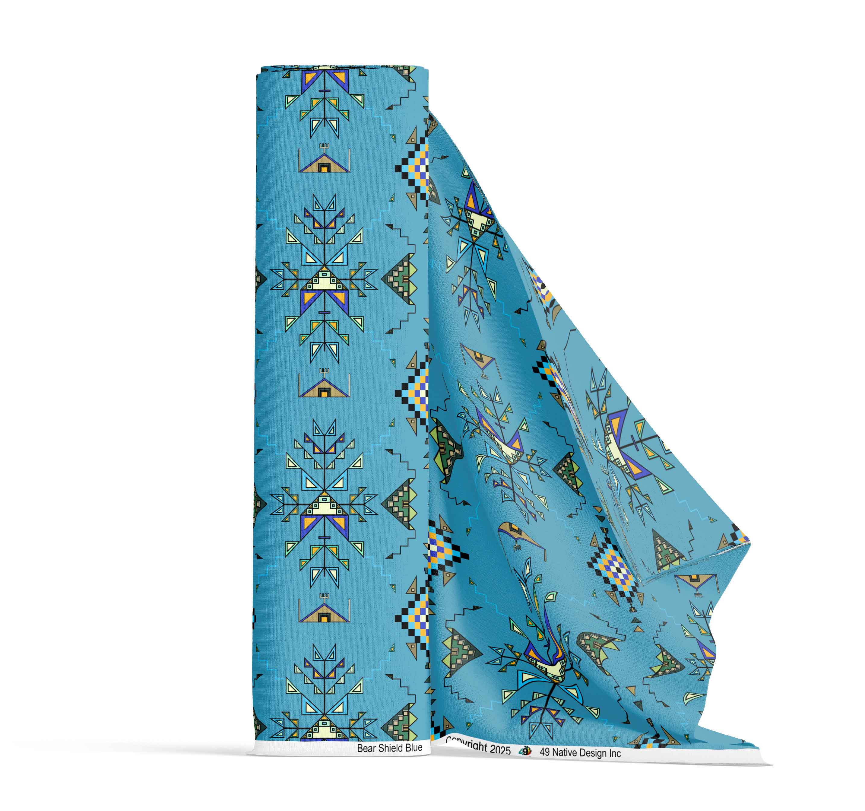 Bear Shield Blue Cotton Poplin