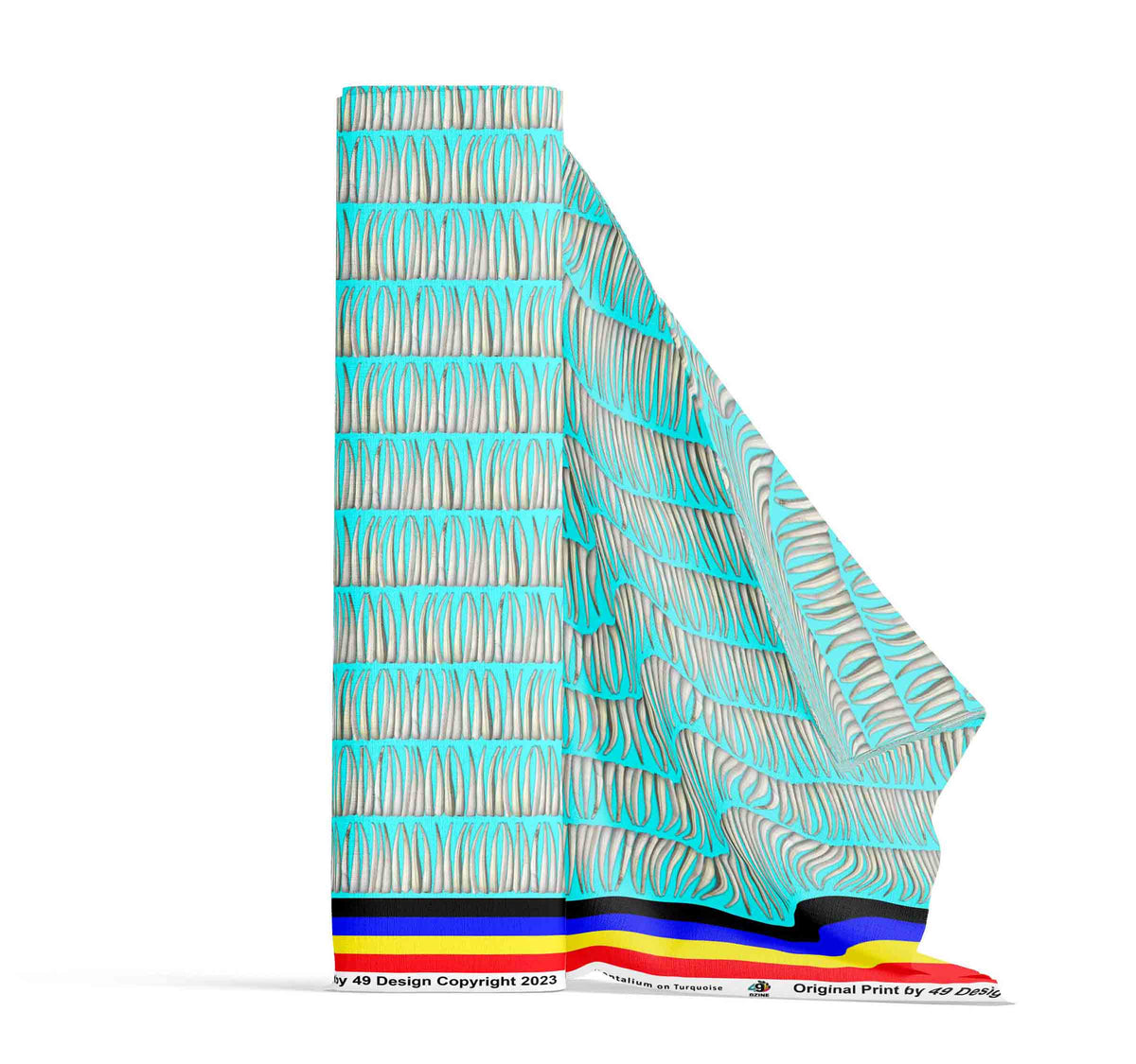 Dentalium on Turquoise Cotton Poplin