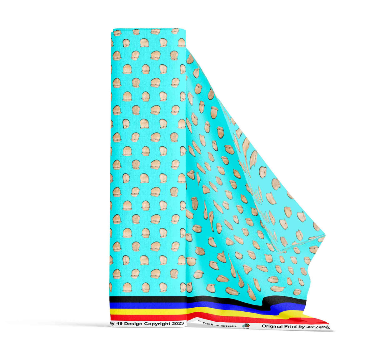 Elk Teeth on Turquoise Cotton Poplin