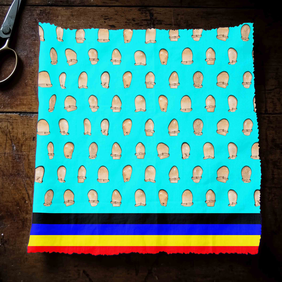 Elk Teeth on Turquoise Cotton Poplin
