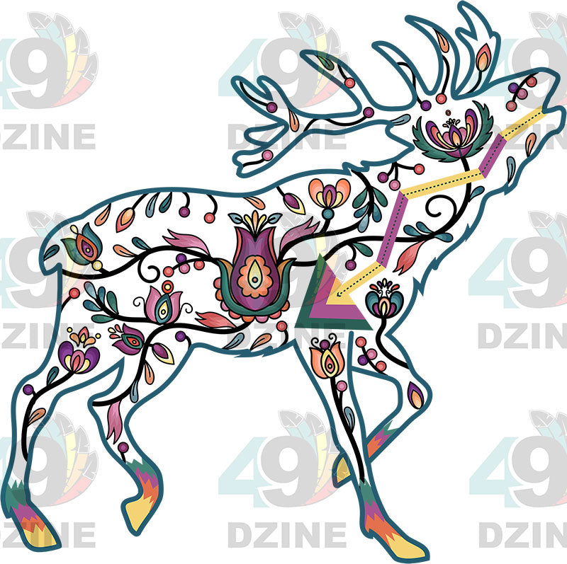 Elk Floral Animals 01-M Various Sizes