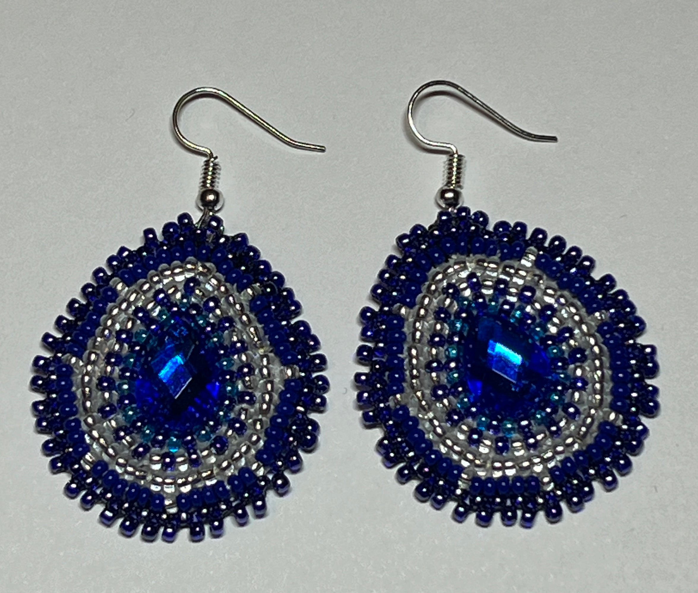 Brandon Swain Novlesky Dark Blue Crystal Teardrop Earrings