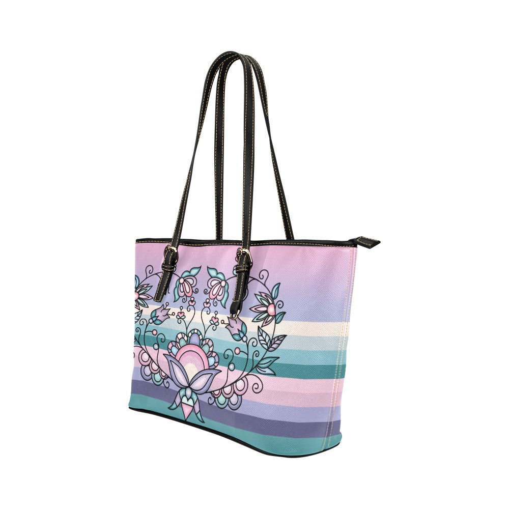 Silver Frost Flower Tote Handbag