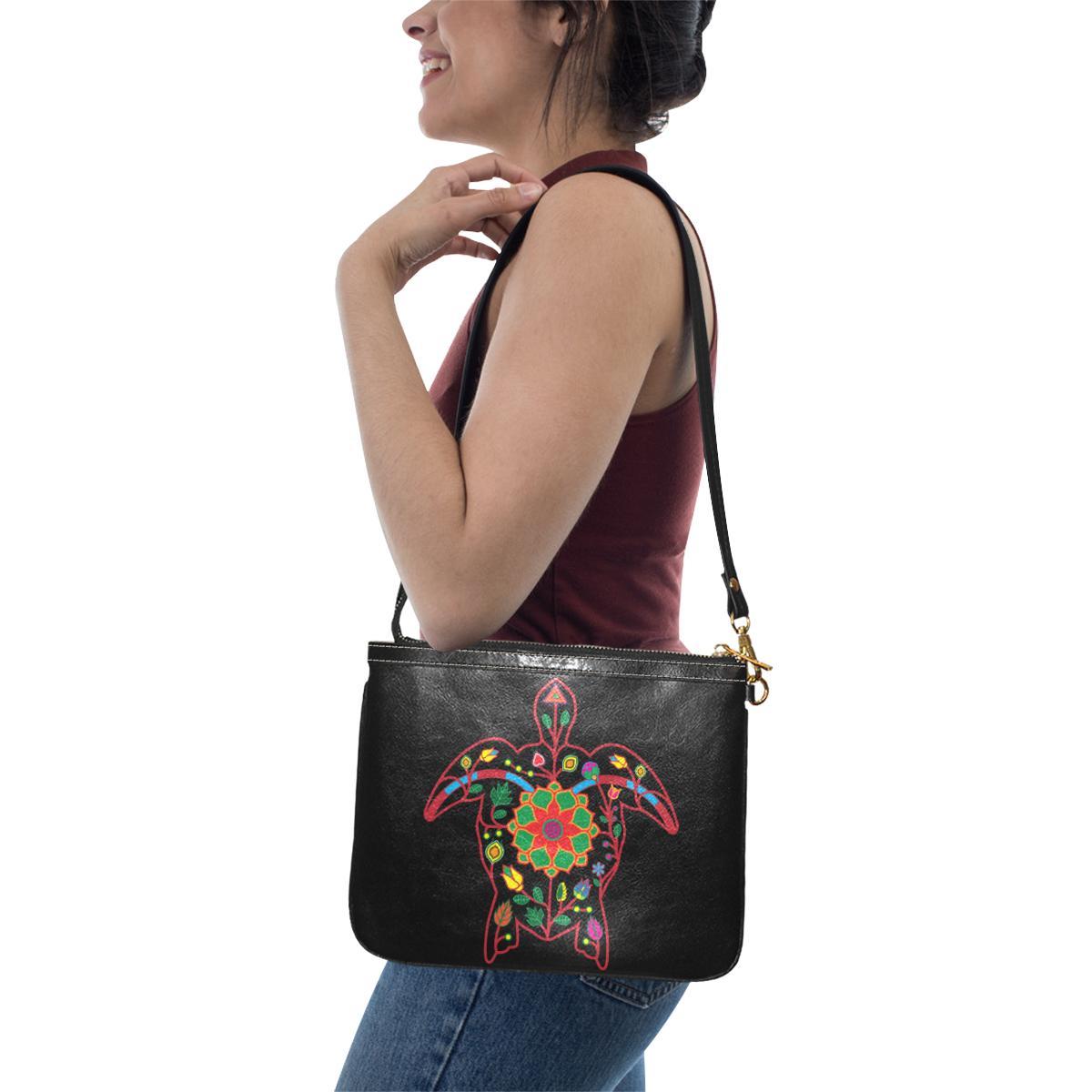 Floral Turtle Small Shoulder Bag (Model 1710) Small Shoulder Bag (1710) e-joyer