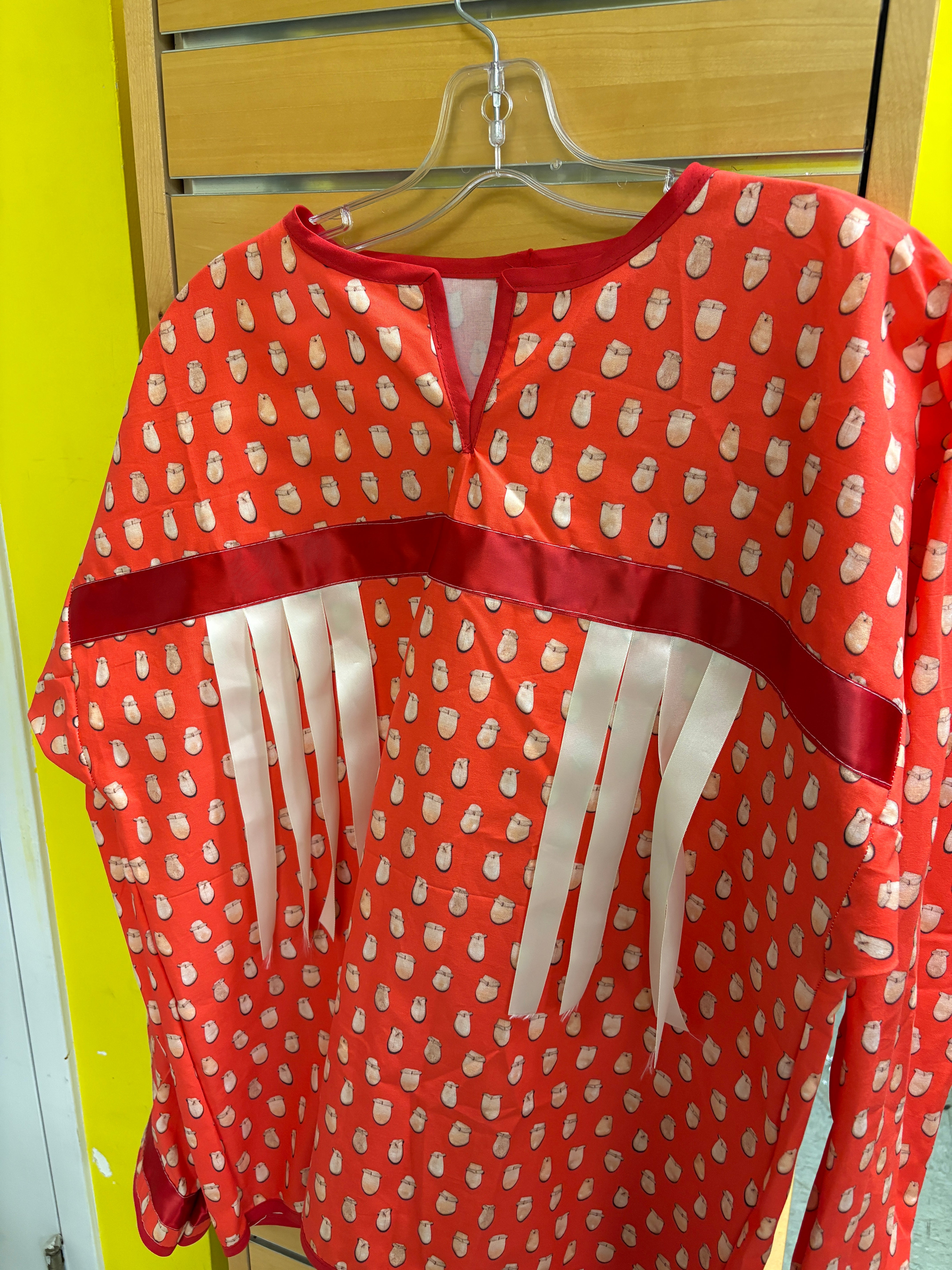 Handmade Ribbon Shirt Orange Elk Teeth