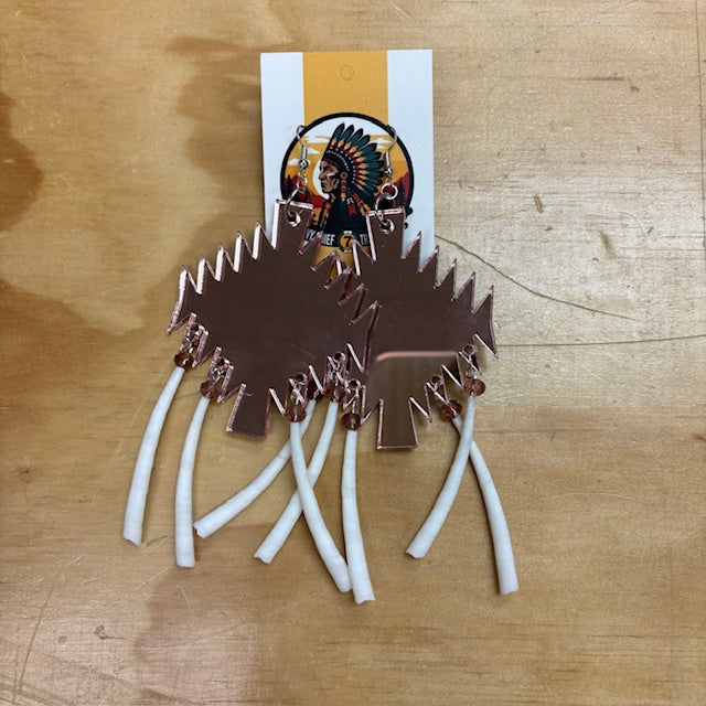 Rose Gold Dentallium Shape Acrylic Earring