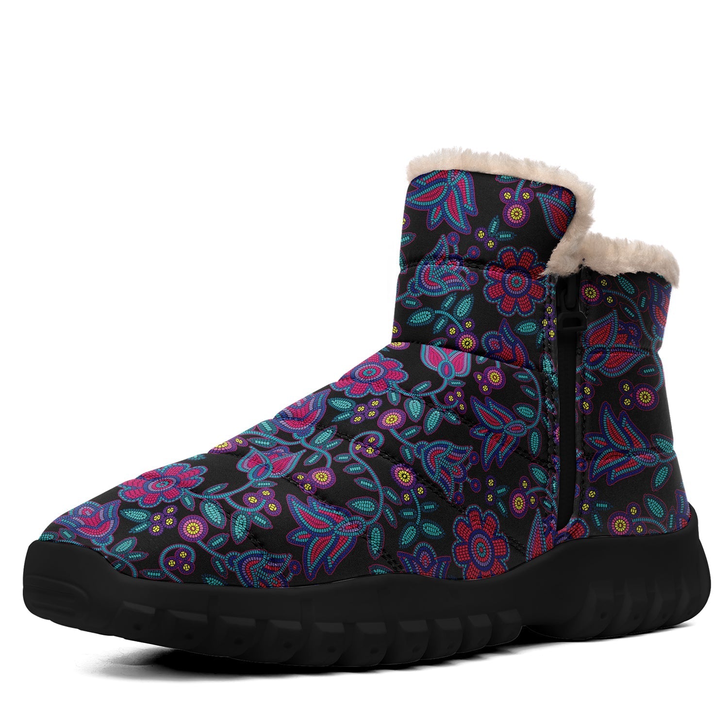 Winter Legacy Beaded Nouveau Coal Zipper Winter Boot with Fur Lining