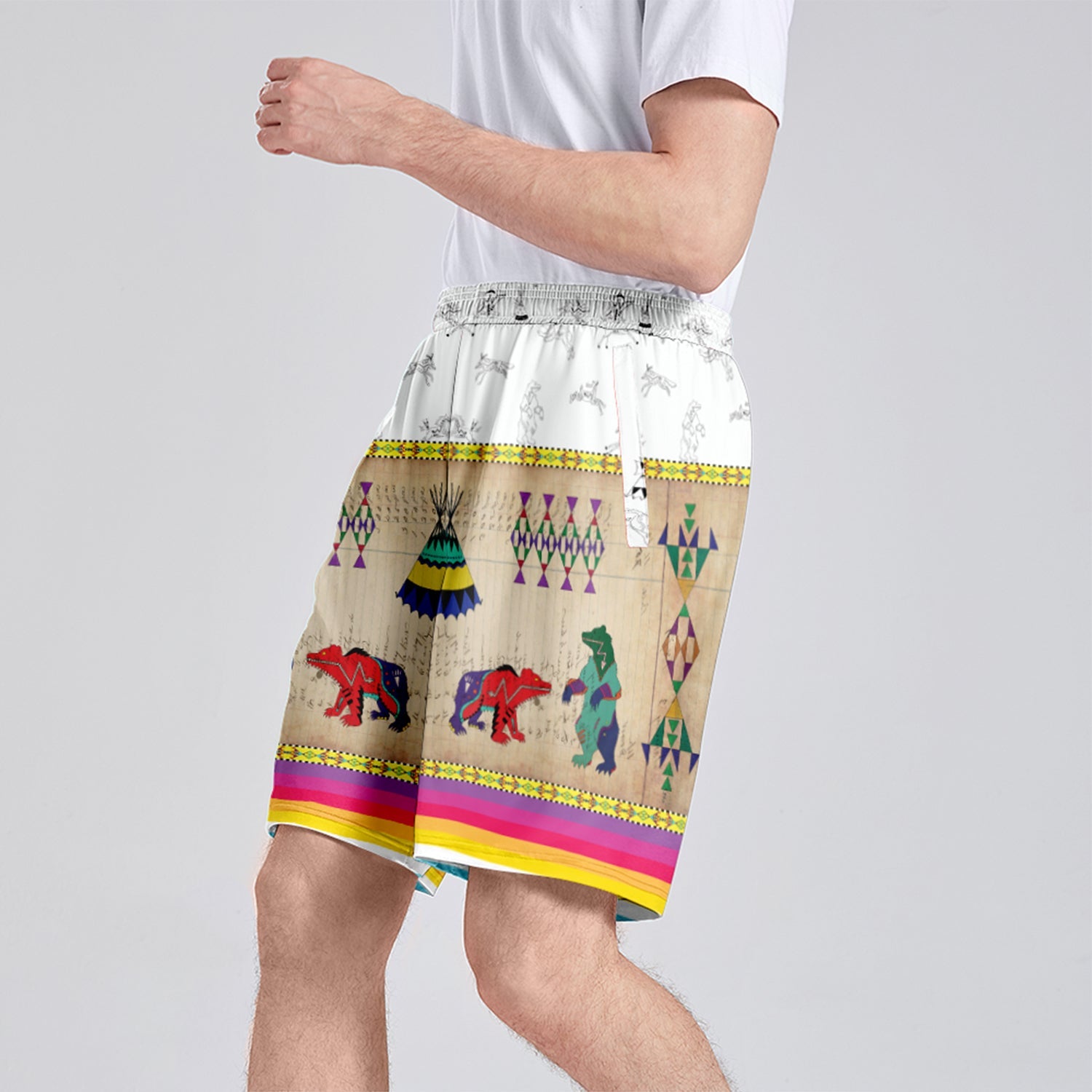 Bear Ledger White Clay Athletic Shorts with Pockets