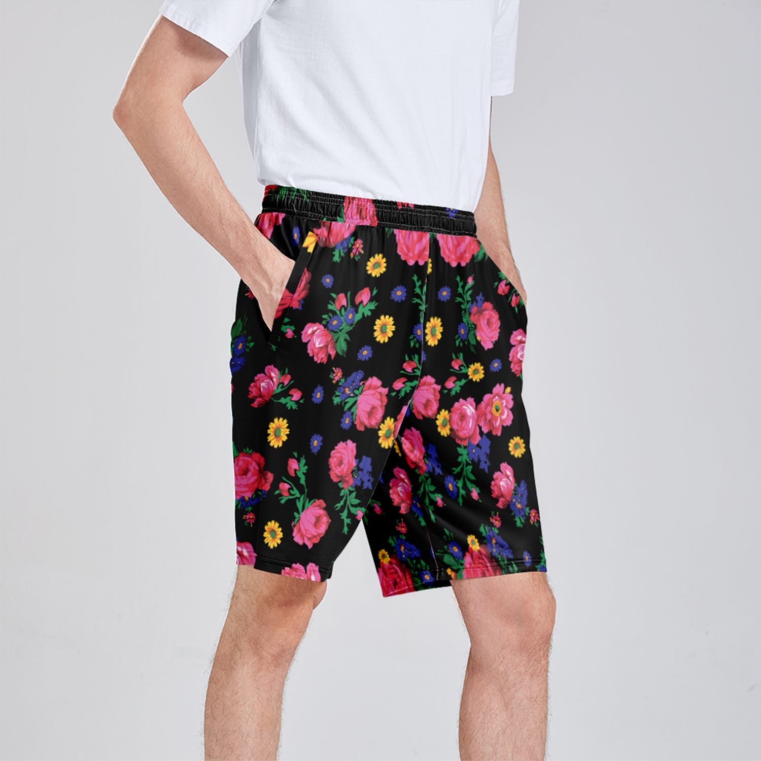 Kokum Ceremony Black Athletic Shorts with Pockets