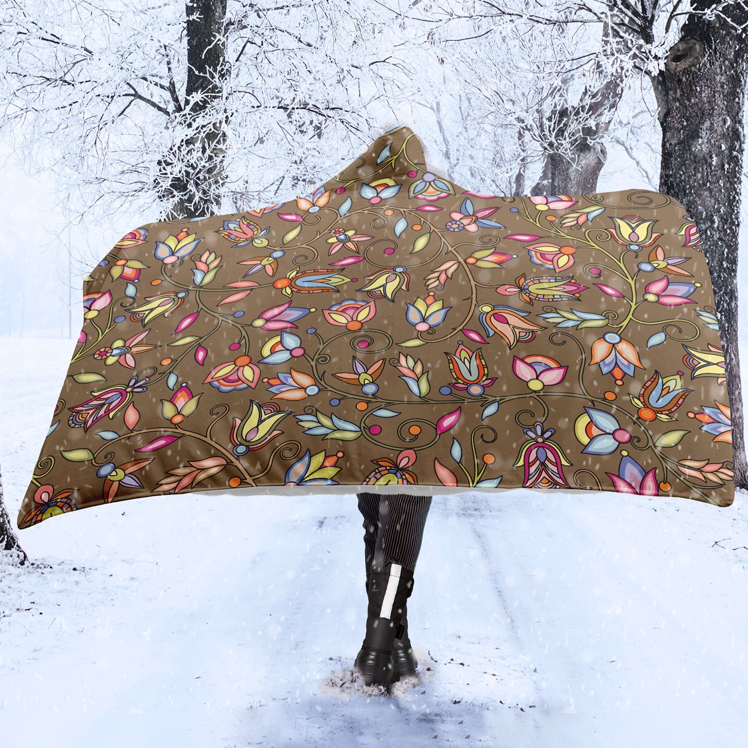 Buffalo Bloom Earth Song Hooded Blanket