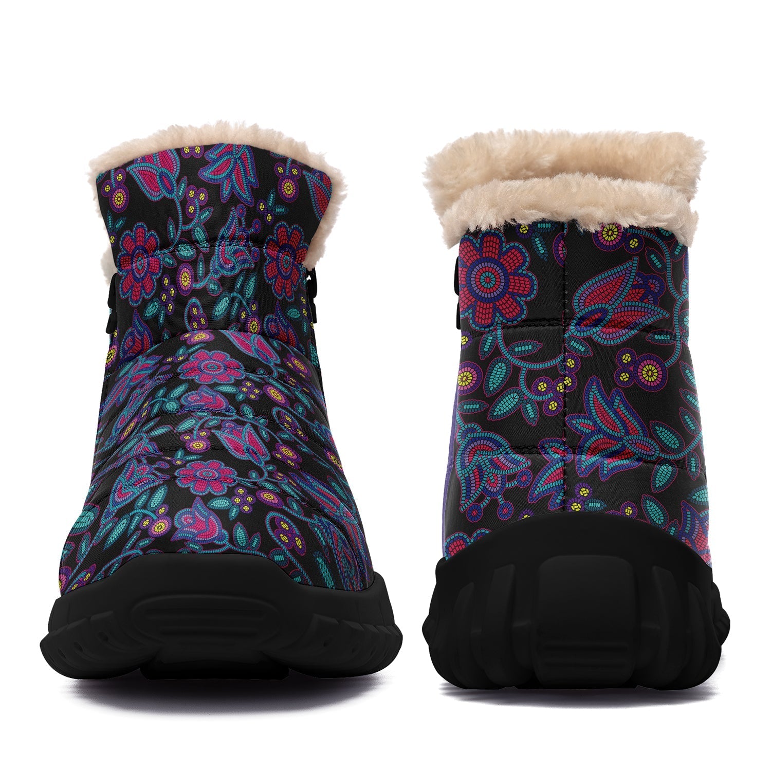 Winter Legacy Beaded Nouveau Coal Zipper Winter Boot with Fur Lining