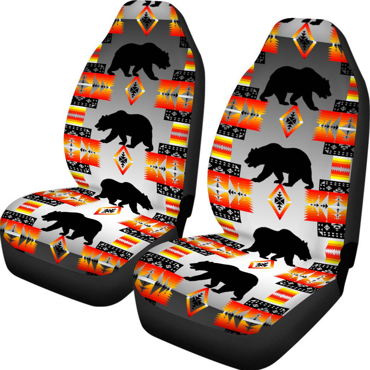 Bear Black and White Car Seat Covers (Set of 2)