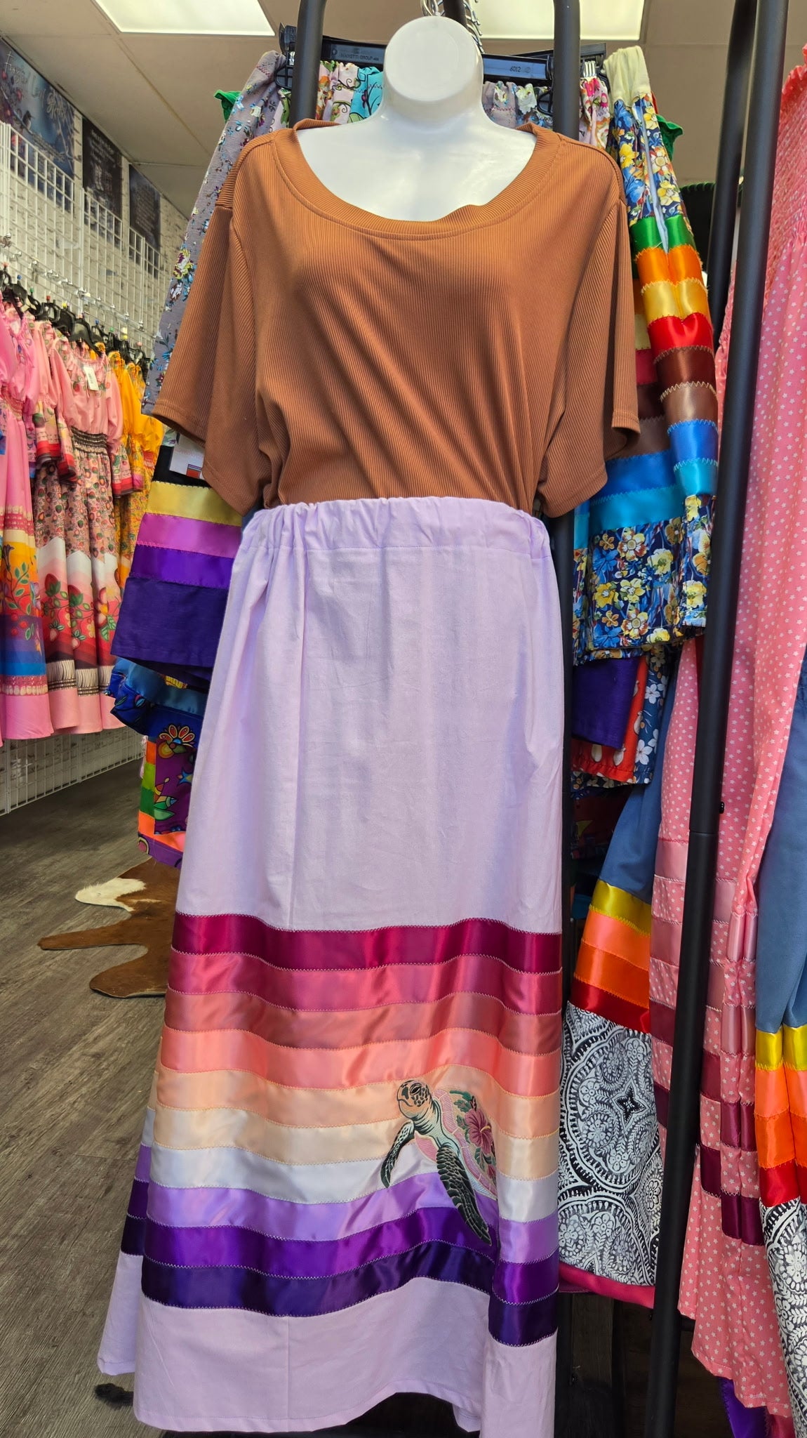 Handmade Ribbon Skirt By Lori Phelps Turtle on Purple