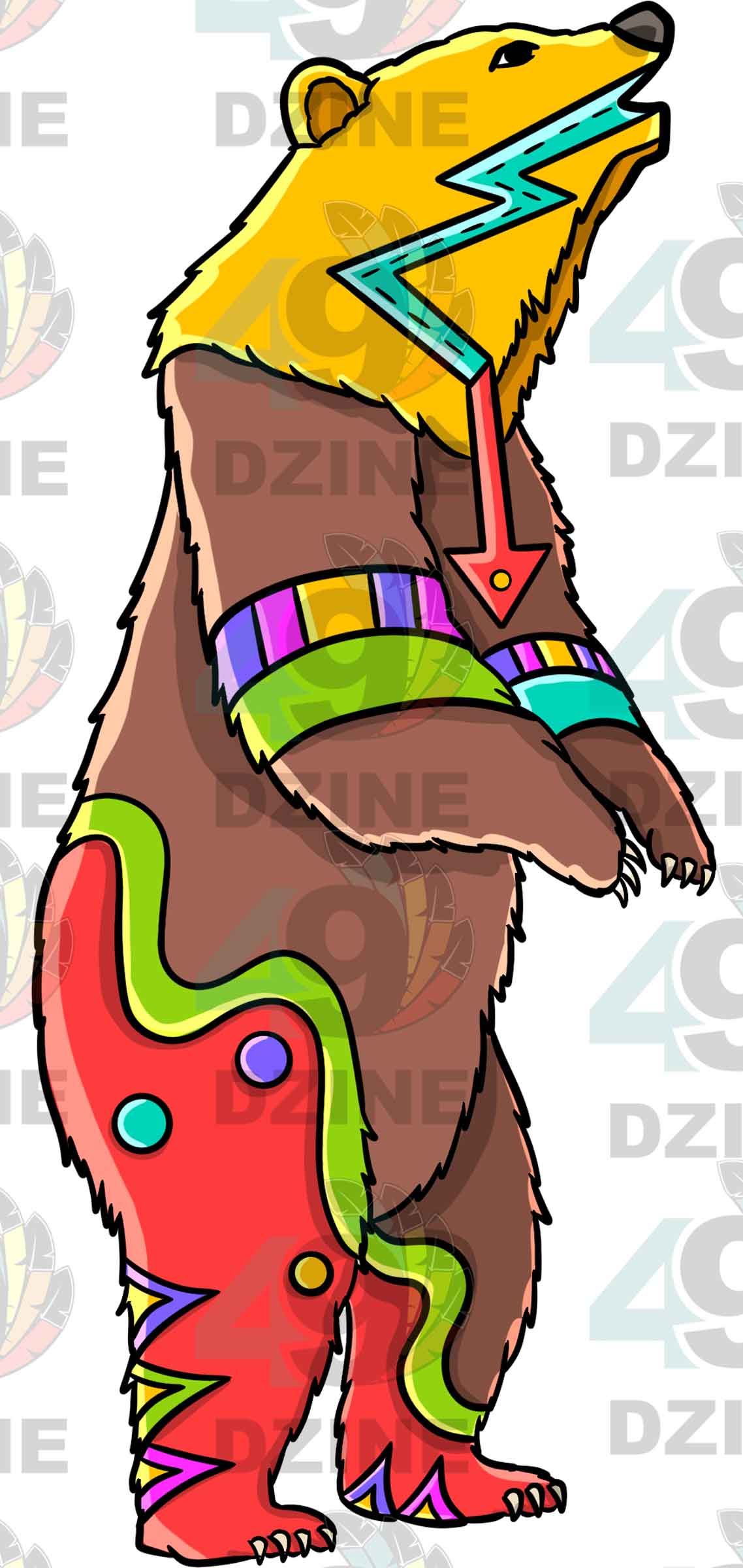 Bear 4 Colored Transfer (Various Sizes)