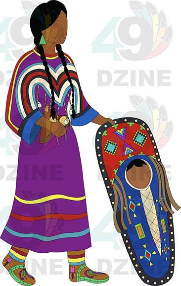 Blackfoot Woman with Traditional Cradleboard Transfer (Various Sizes)