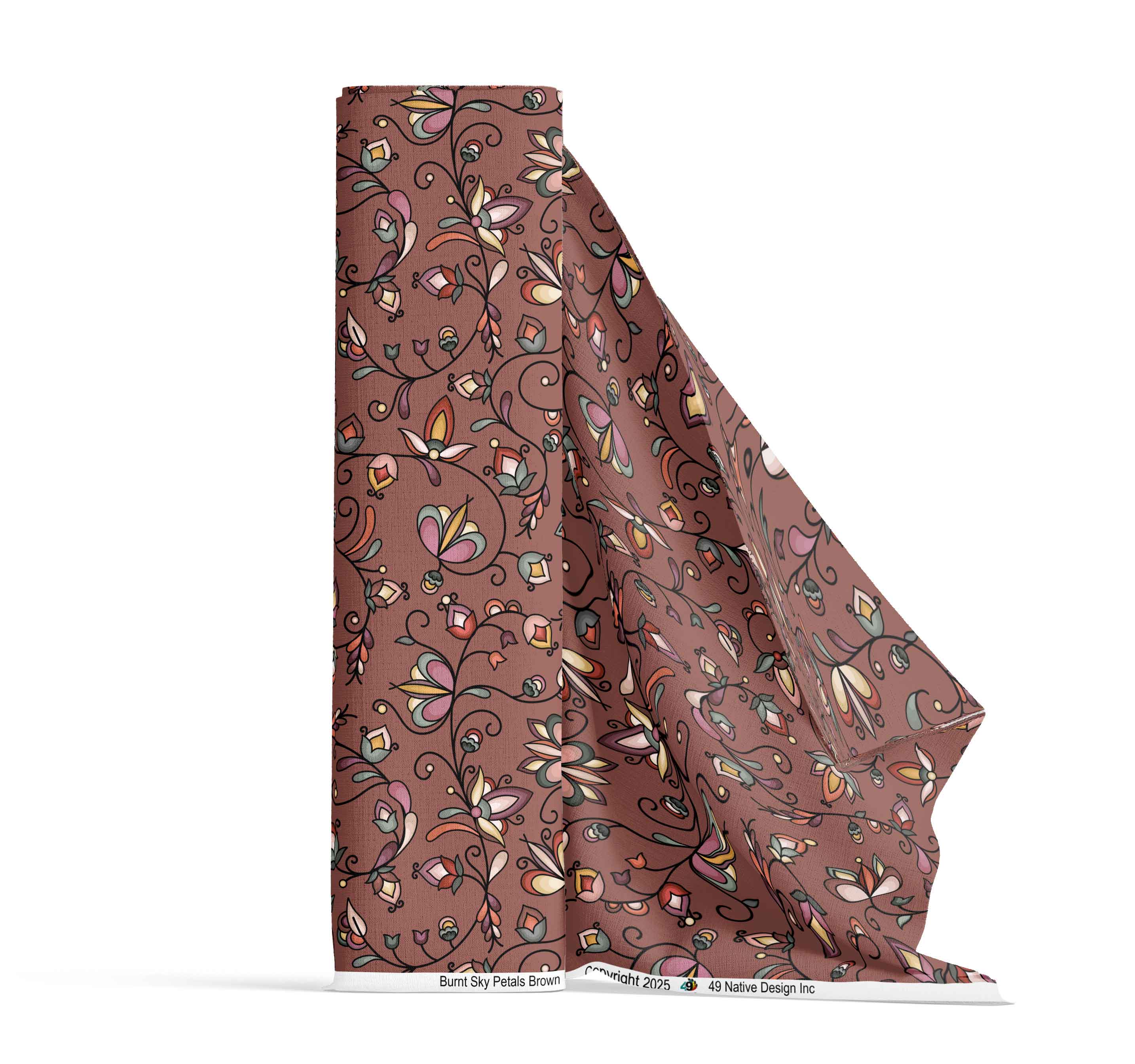Burnt Sky Petals Brown Cotton Poplin