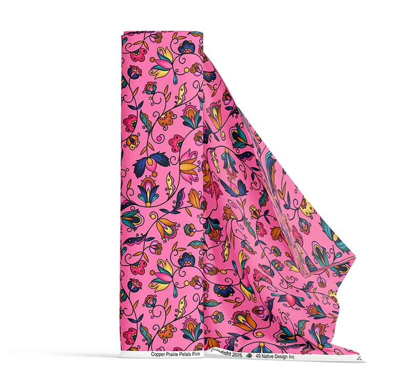 Copper Prairie Petals Pink Satin Fabric