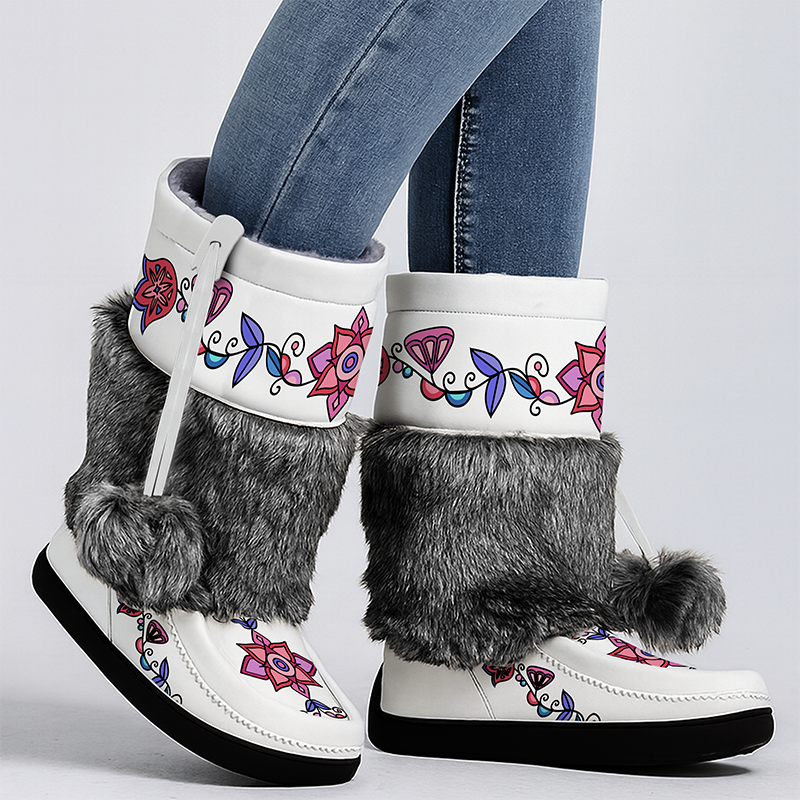 Frost Flower Circle Real Leather MocLux Calf with Fur