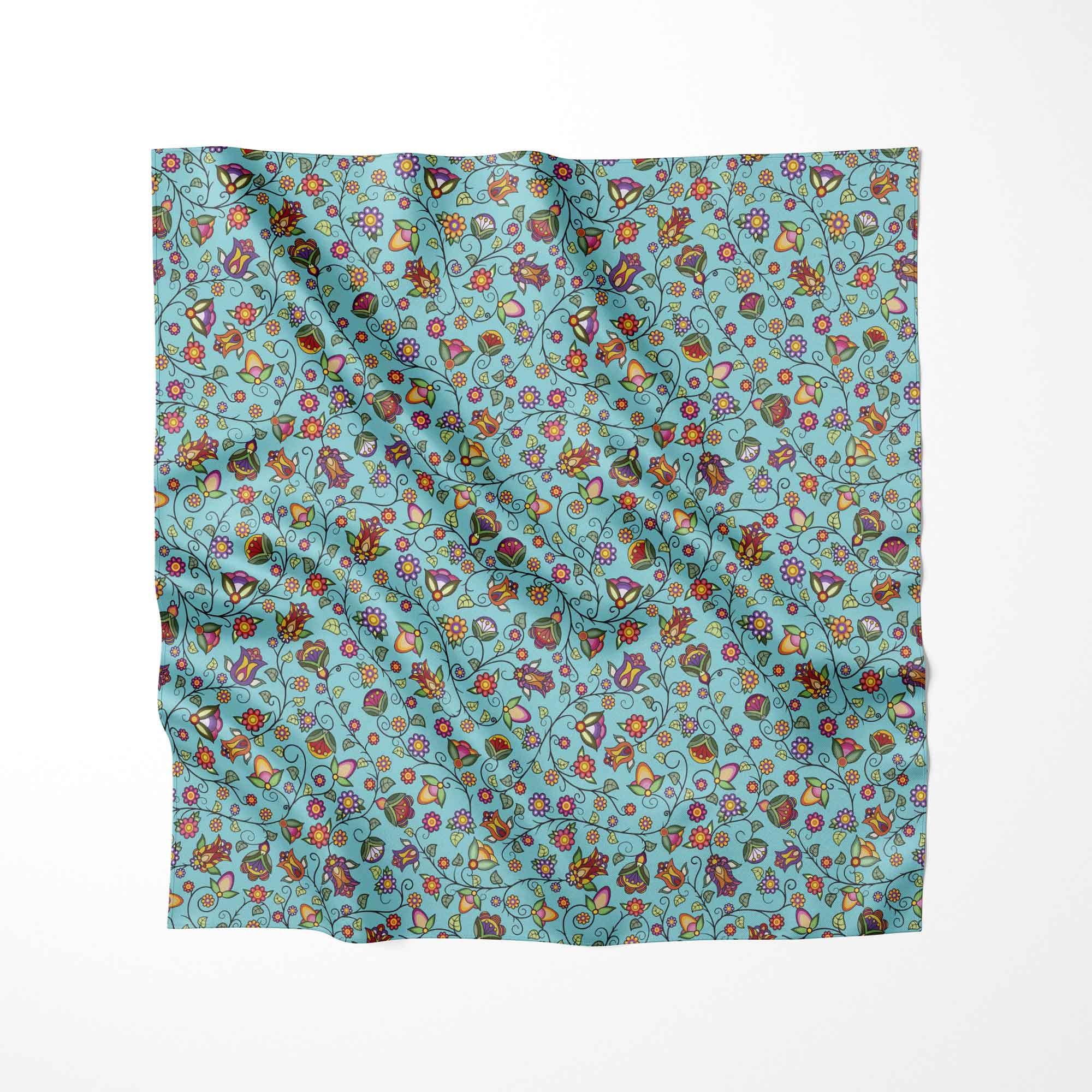 Heartbeat Petals Turquoise Cotton Fabric