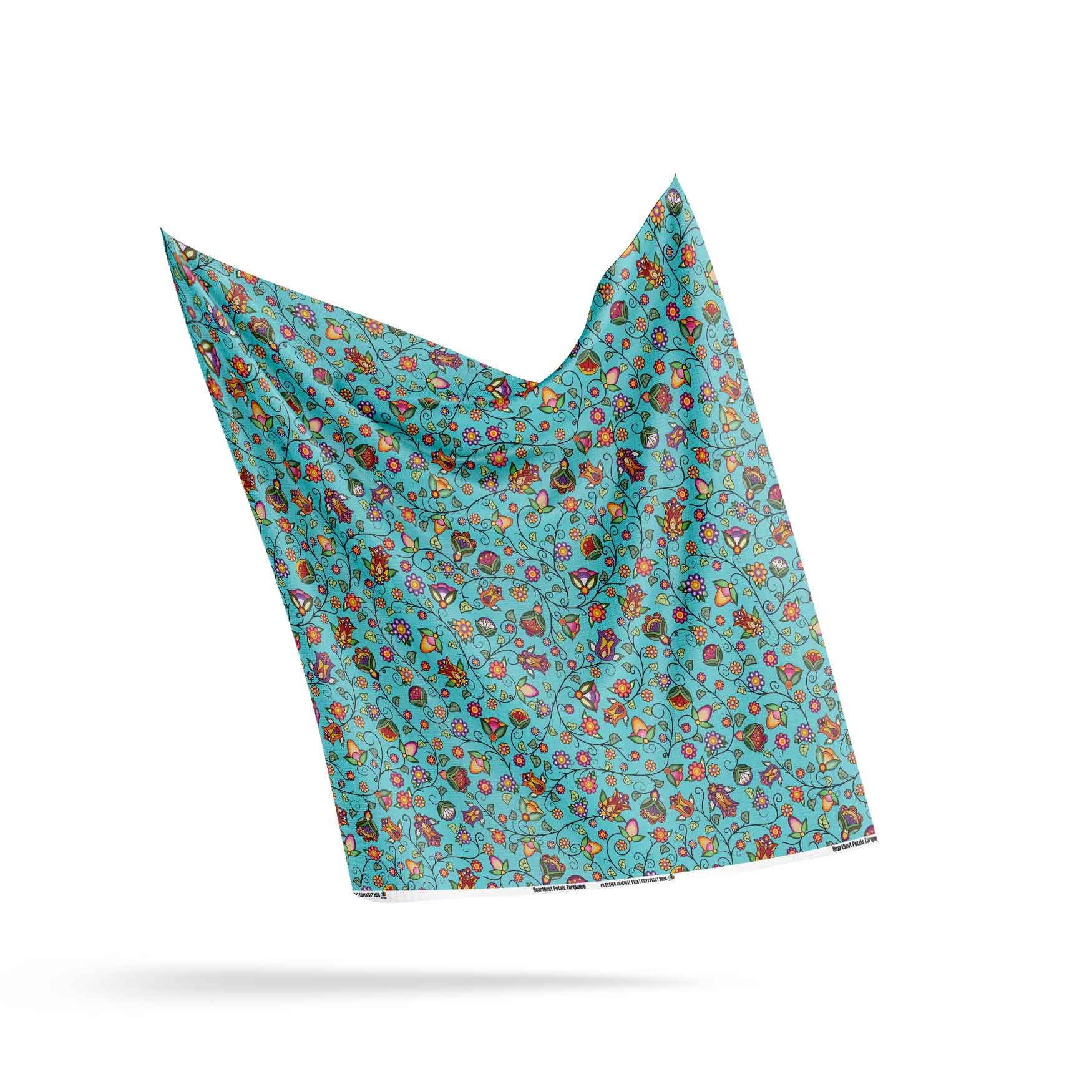 Heartbeat Petals Turquoise Cotton Fabric