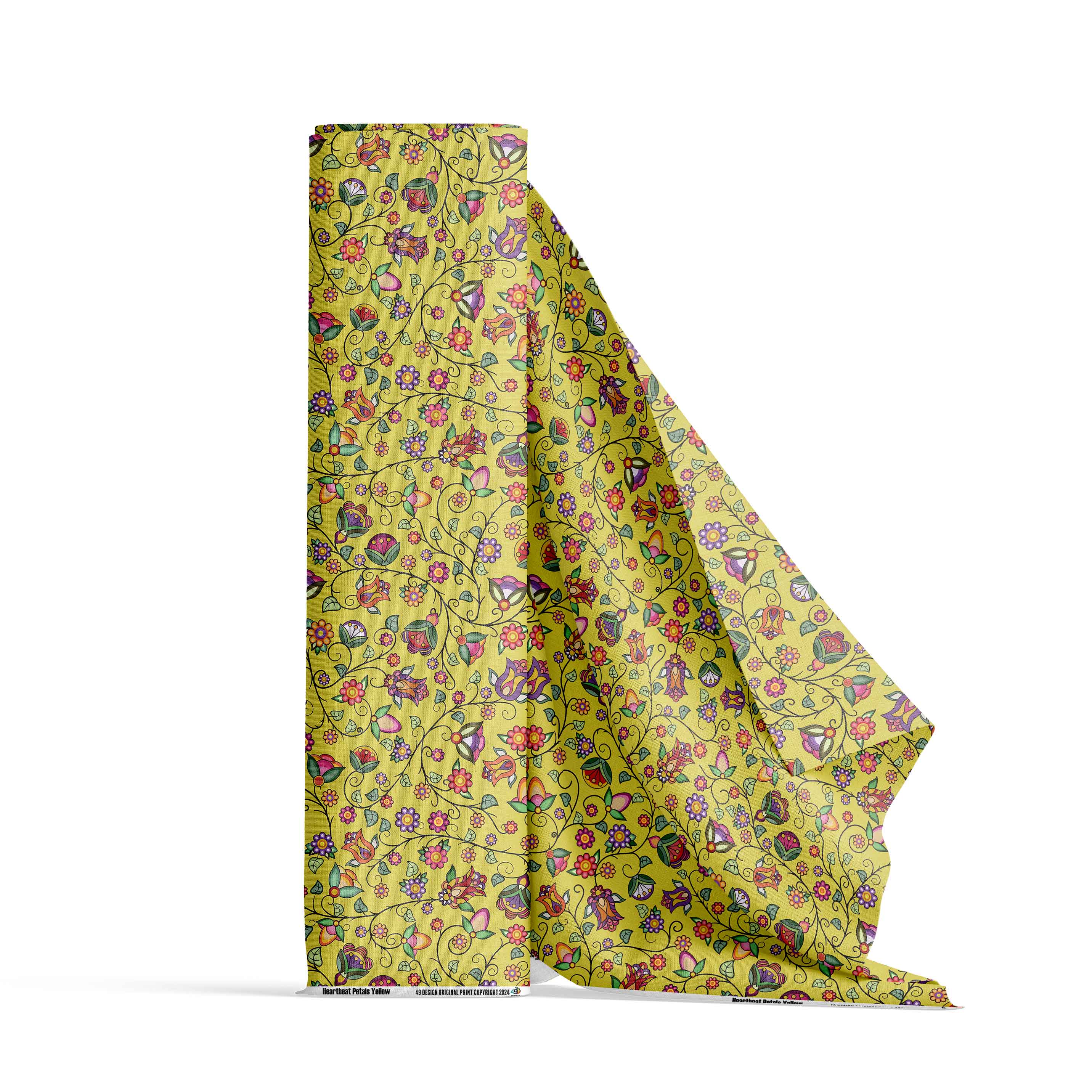 Heartbeat Petals Yellow Cotton Fabric