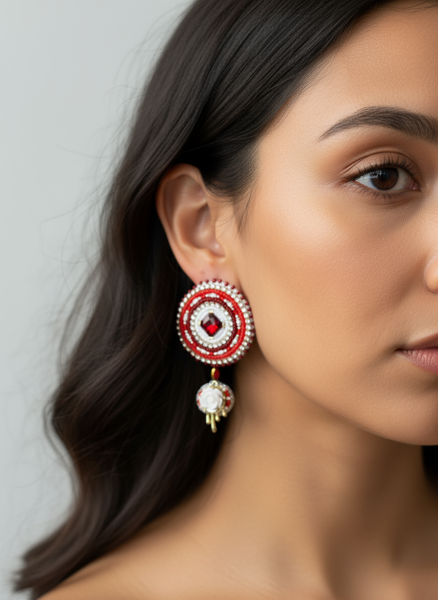 BannockBeast Beaded Earrings Blood Rose