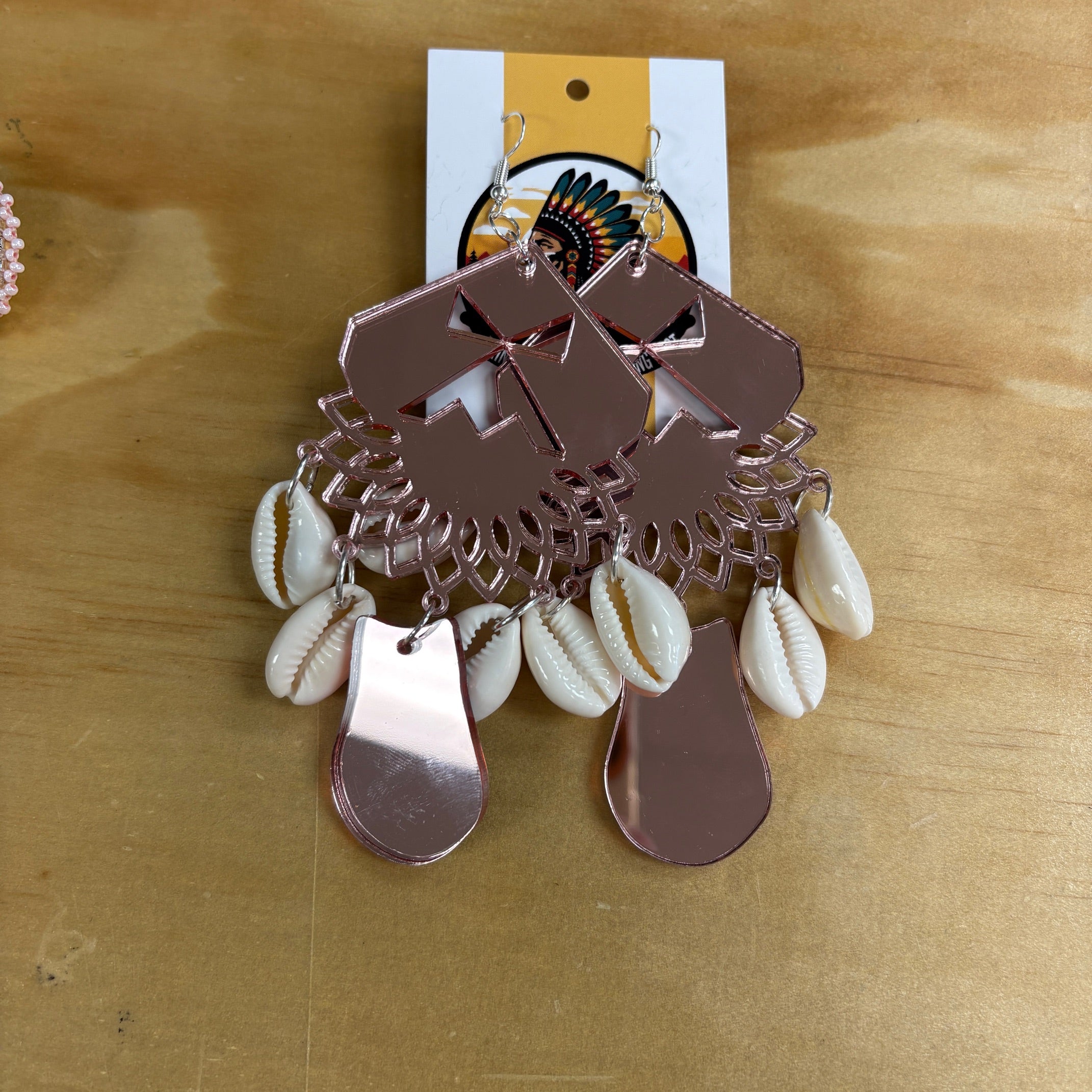 Rose Gold Acrylic Dangle Earrings