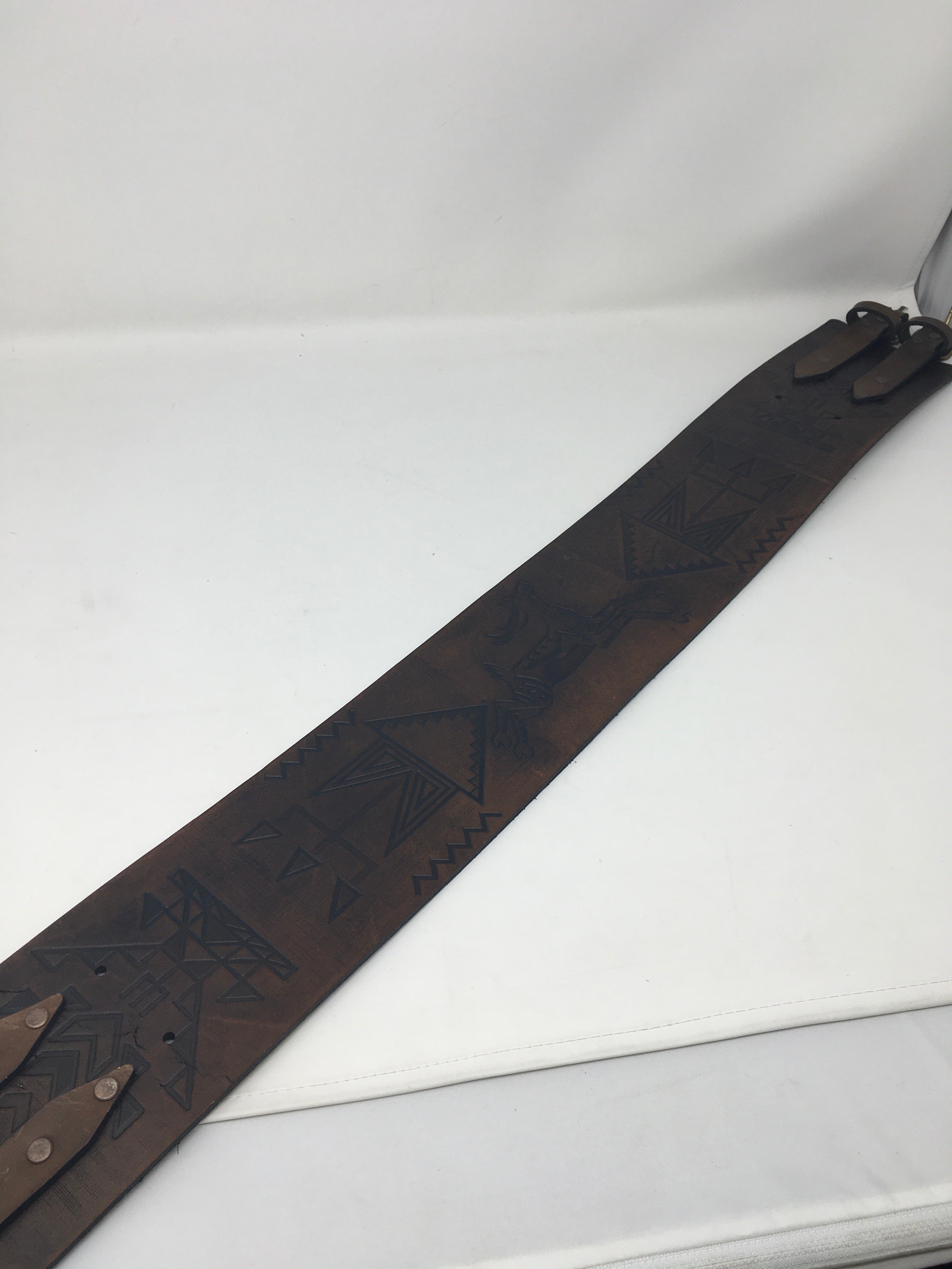 Dark Brown Ledger Deer 4 Inch Thick Leather Belt