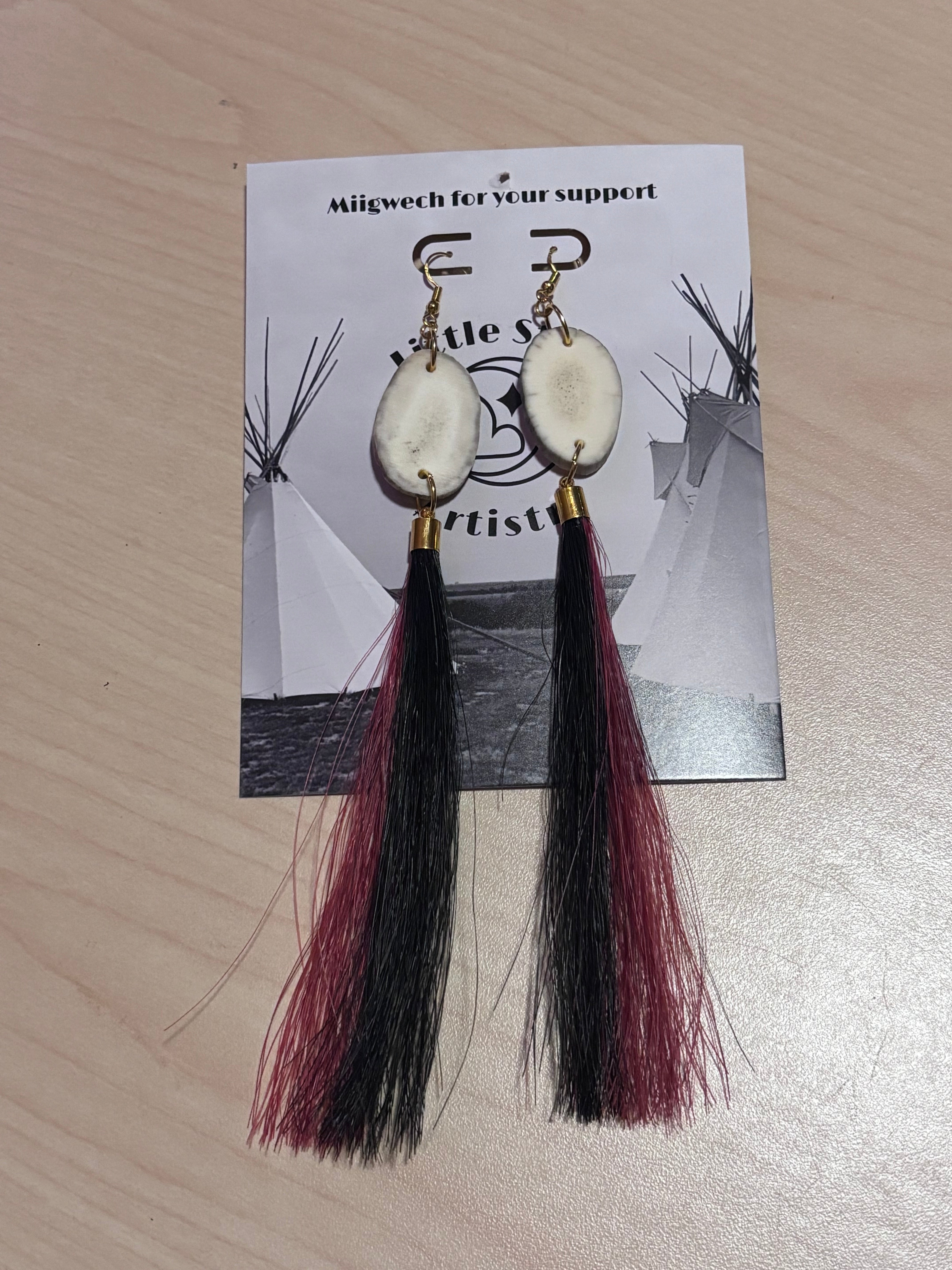 Dorienne Proulx Horse Hair with Antlers Earrings