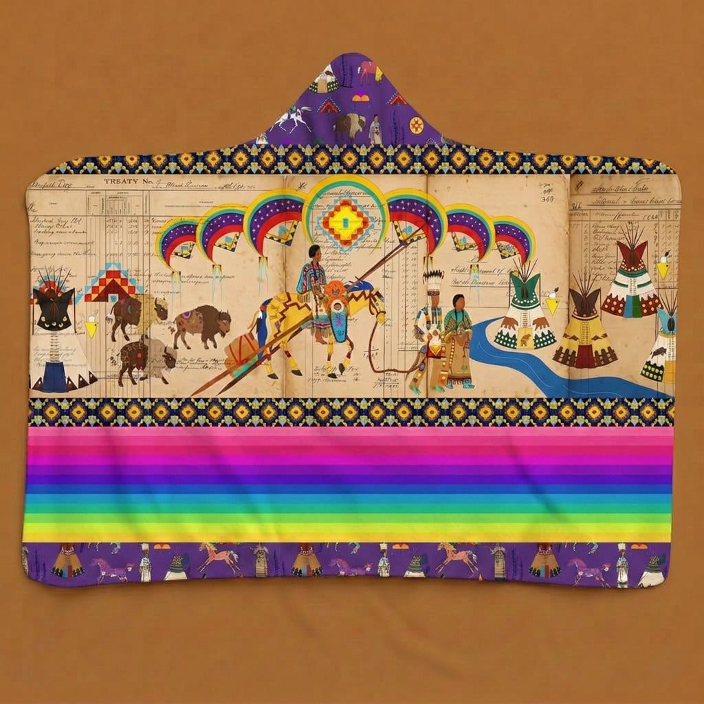 Path to Treaty Violet Hooded Blanket