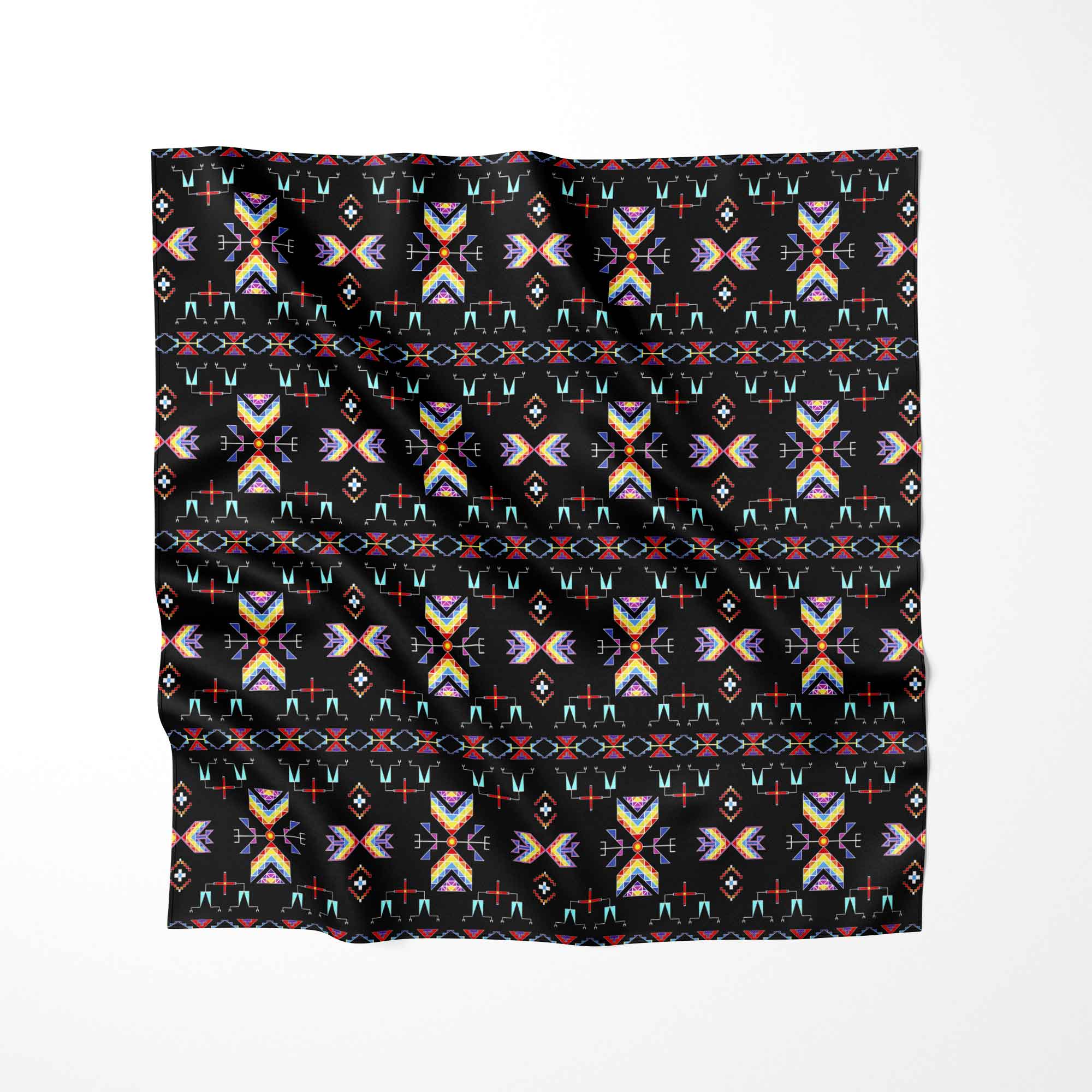 Rainy Chief Rainbow Black Cotton Fabric