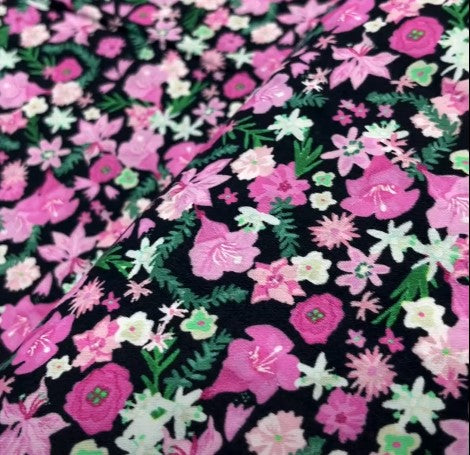 Summer Flowers Lilac Cotton Fabric