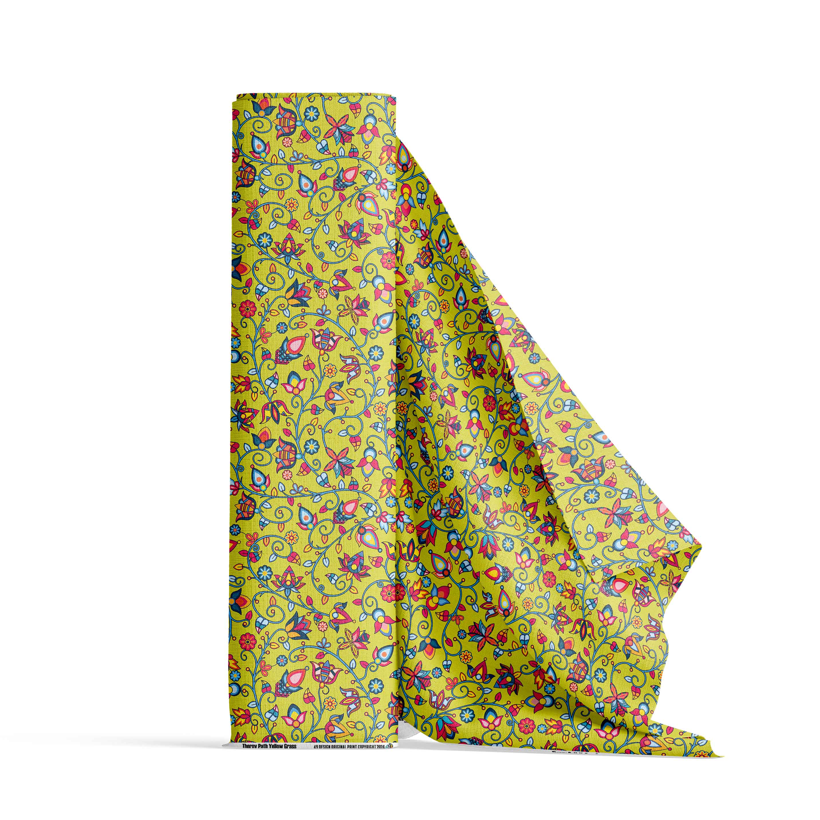 Thorny Path Yellow Grass Cotton Fabric