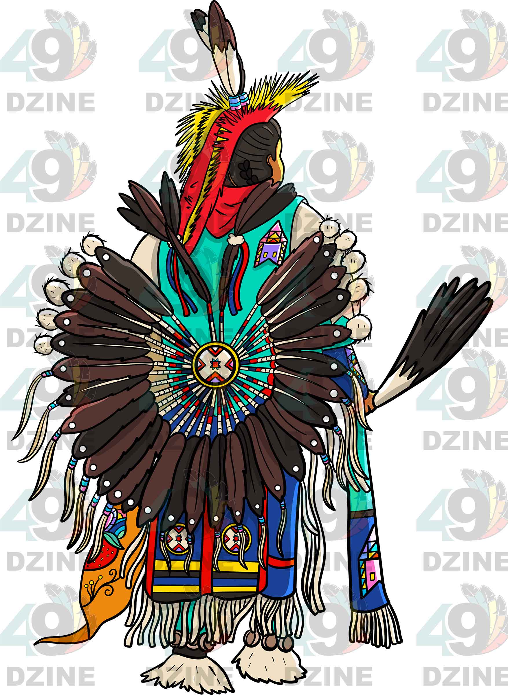 Traditional Powwow Man Dancer 4 Colored Sticker