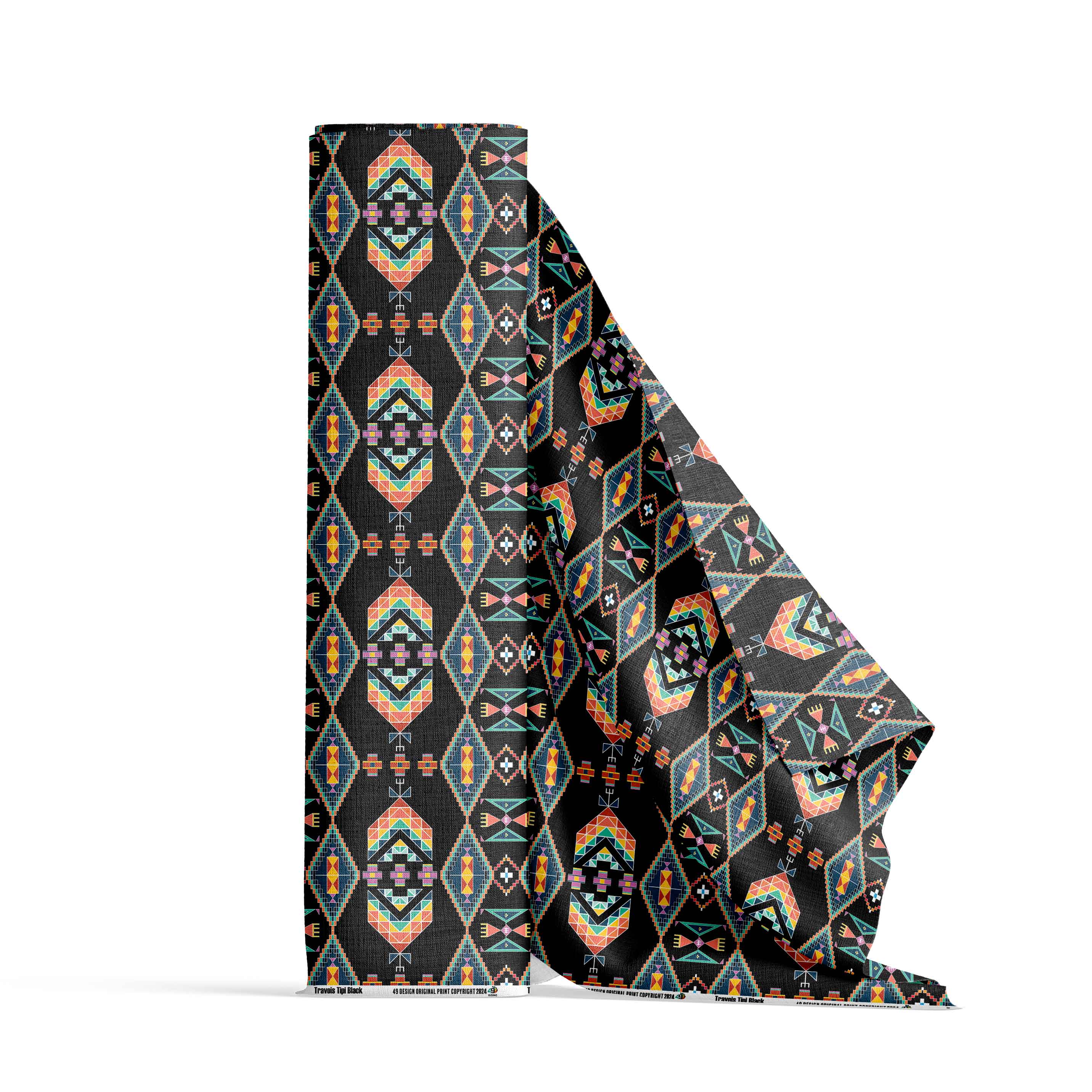 Travois Tipi Black Cotton Fabric