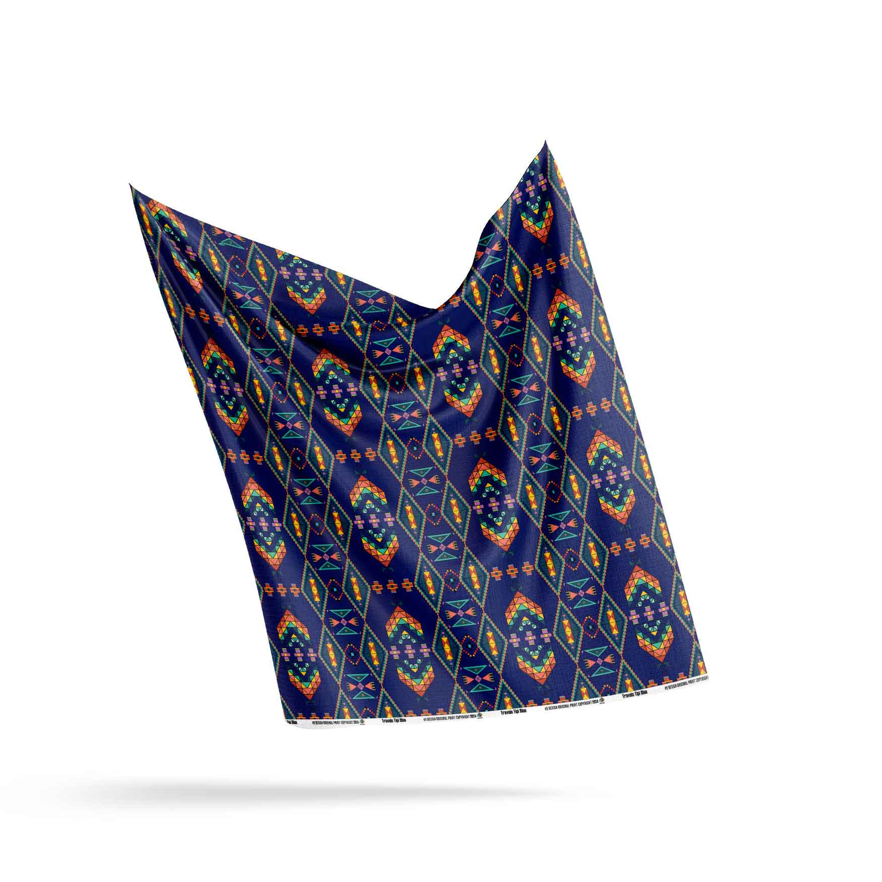 Travois Tipi Blue Cotton Fabric