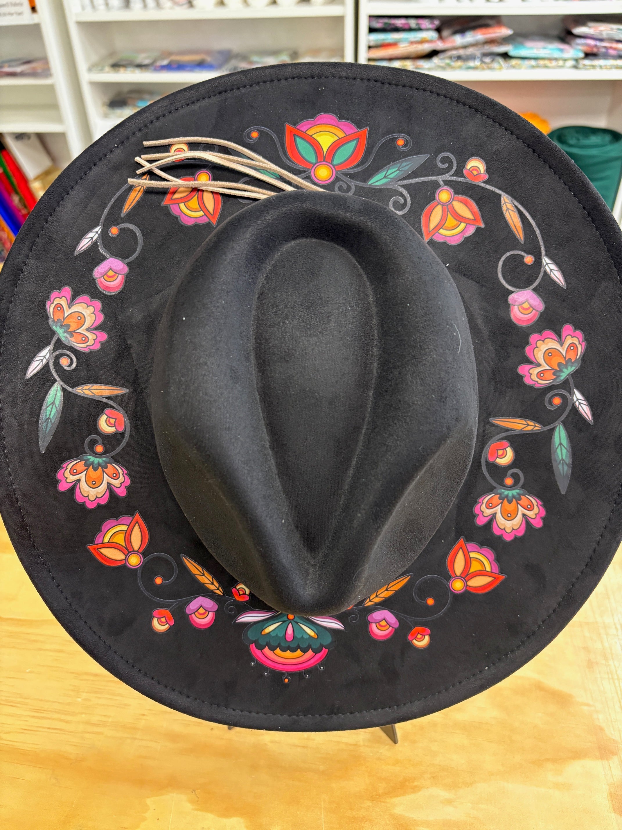 Maple Shine Ribbon Rose Black Fedora Hat