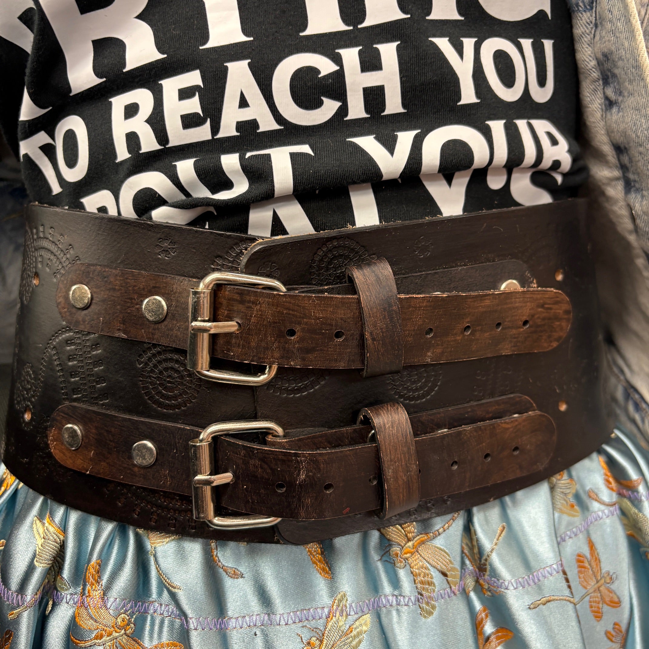 Handmade 40 in Brown Beaded Nipin Buffalo Belt