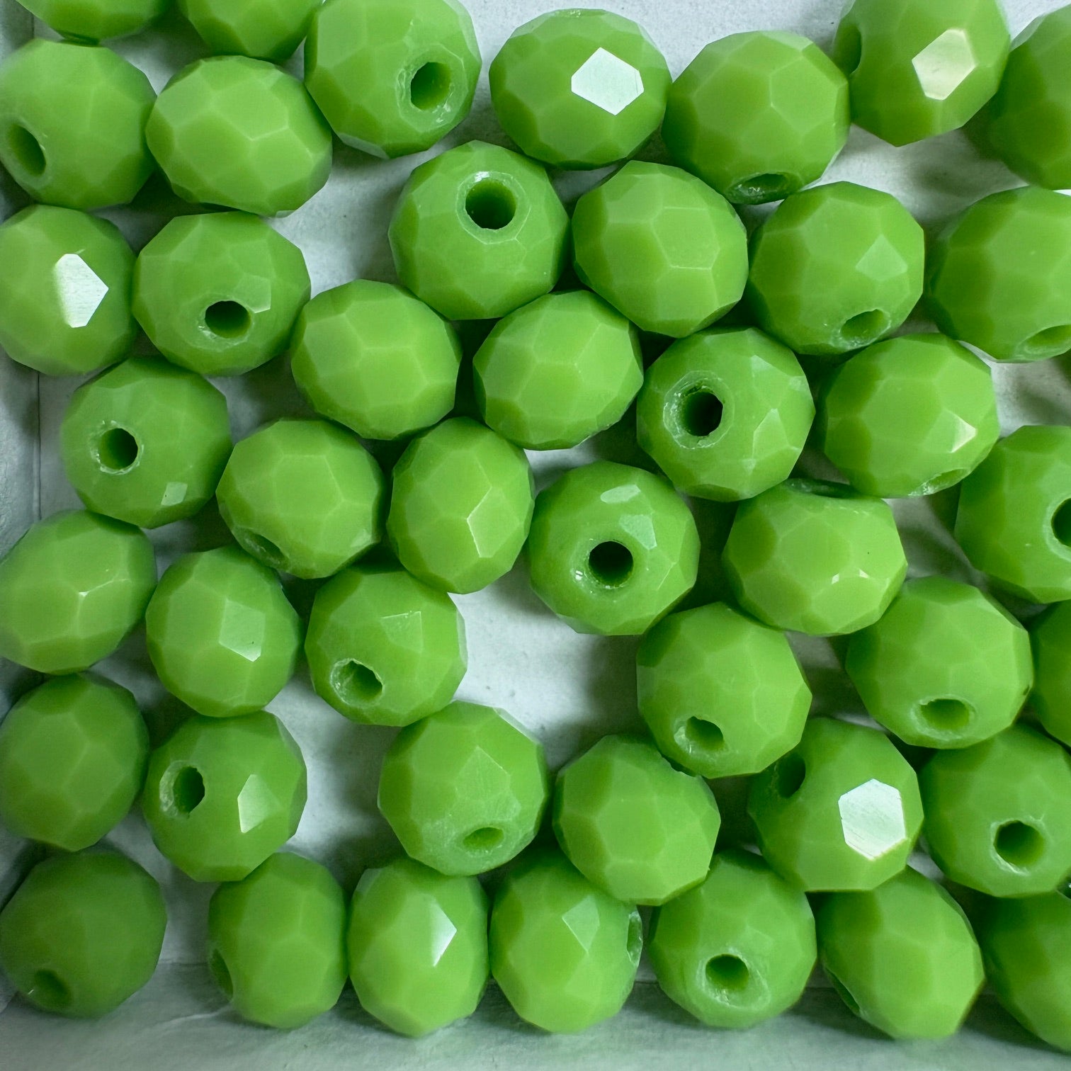 6mm Rondelle Glass Bead - Leaf Green
