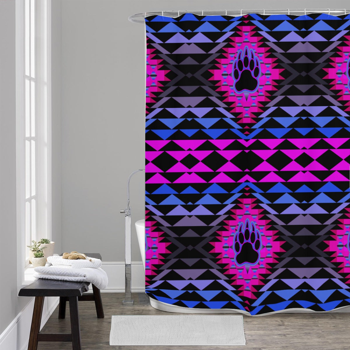 Sunset Bearpaw Blanket Pink Shower Curtain (59 inch x 71 inch)