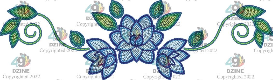 11-inch Floral Glitter Transfer - Beaded Florals Royal