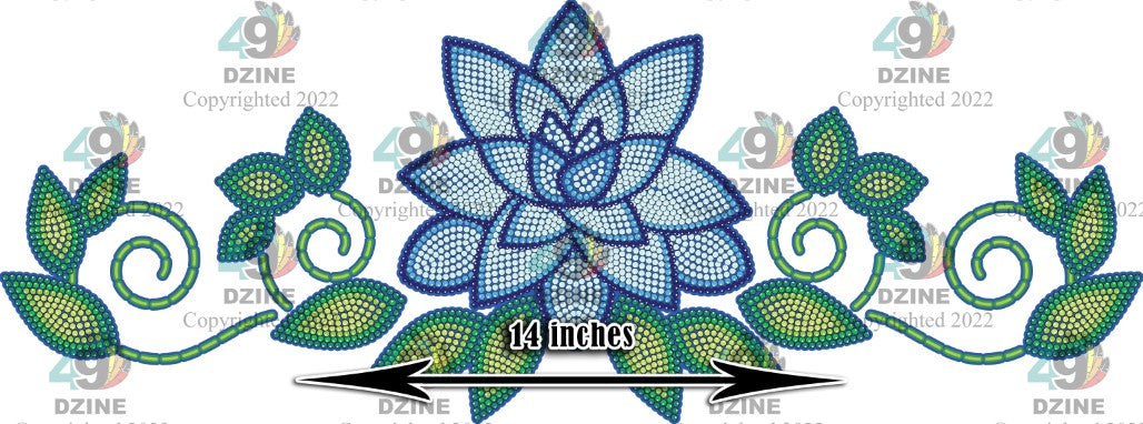 14-inch Floral Transfer - Beaded Florals Royal