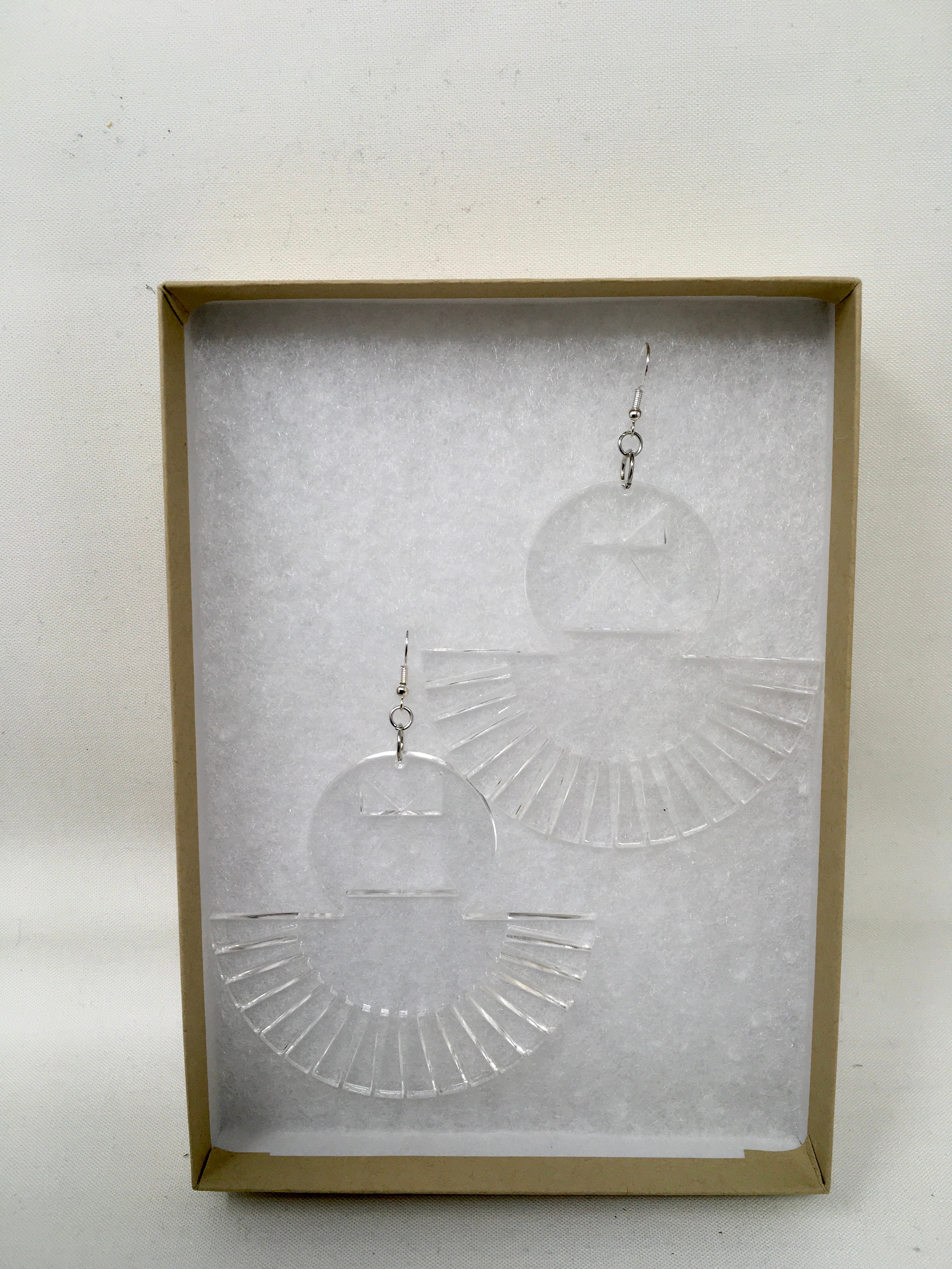 Tipi Lodge Fan Clear Acrylic Earrings