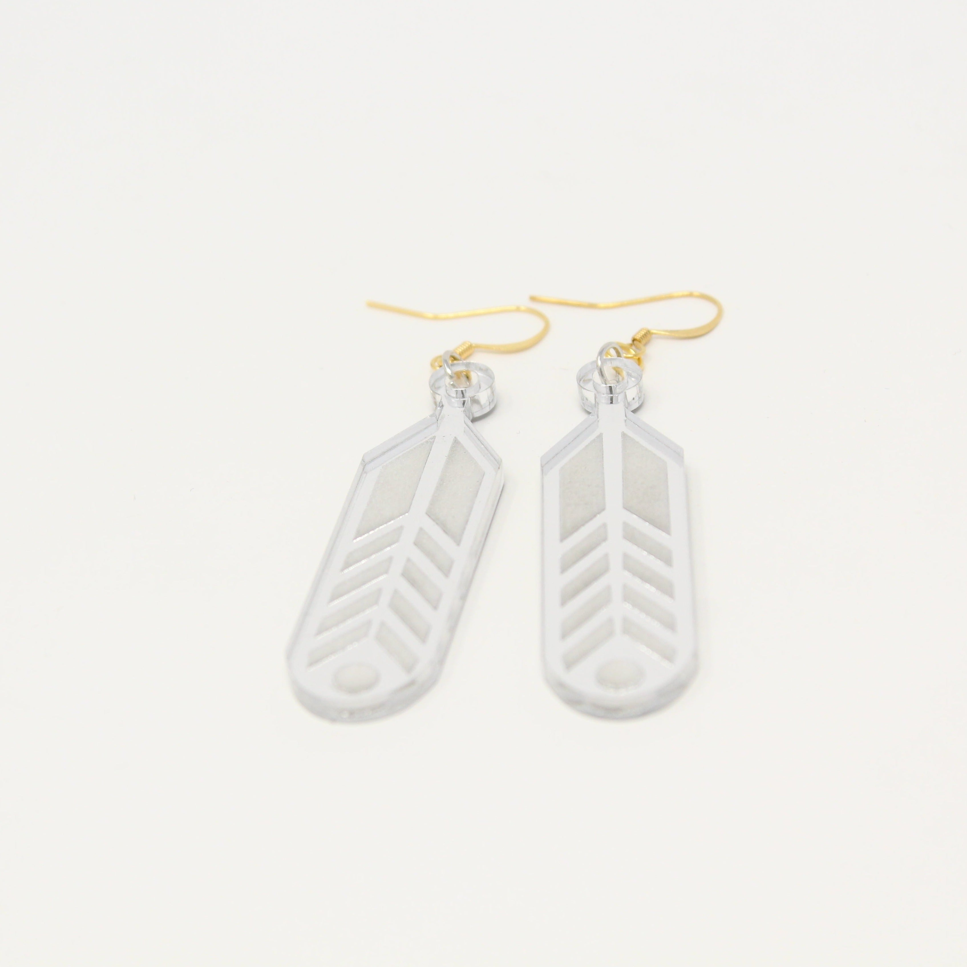 Mirror Acrylic Feather Earrings